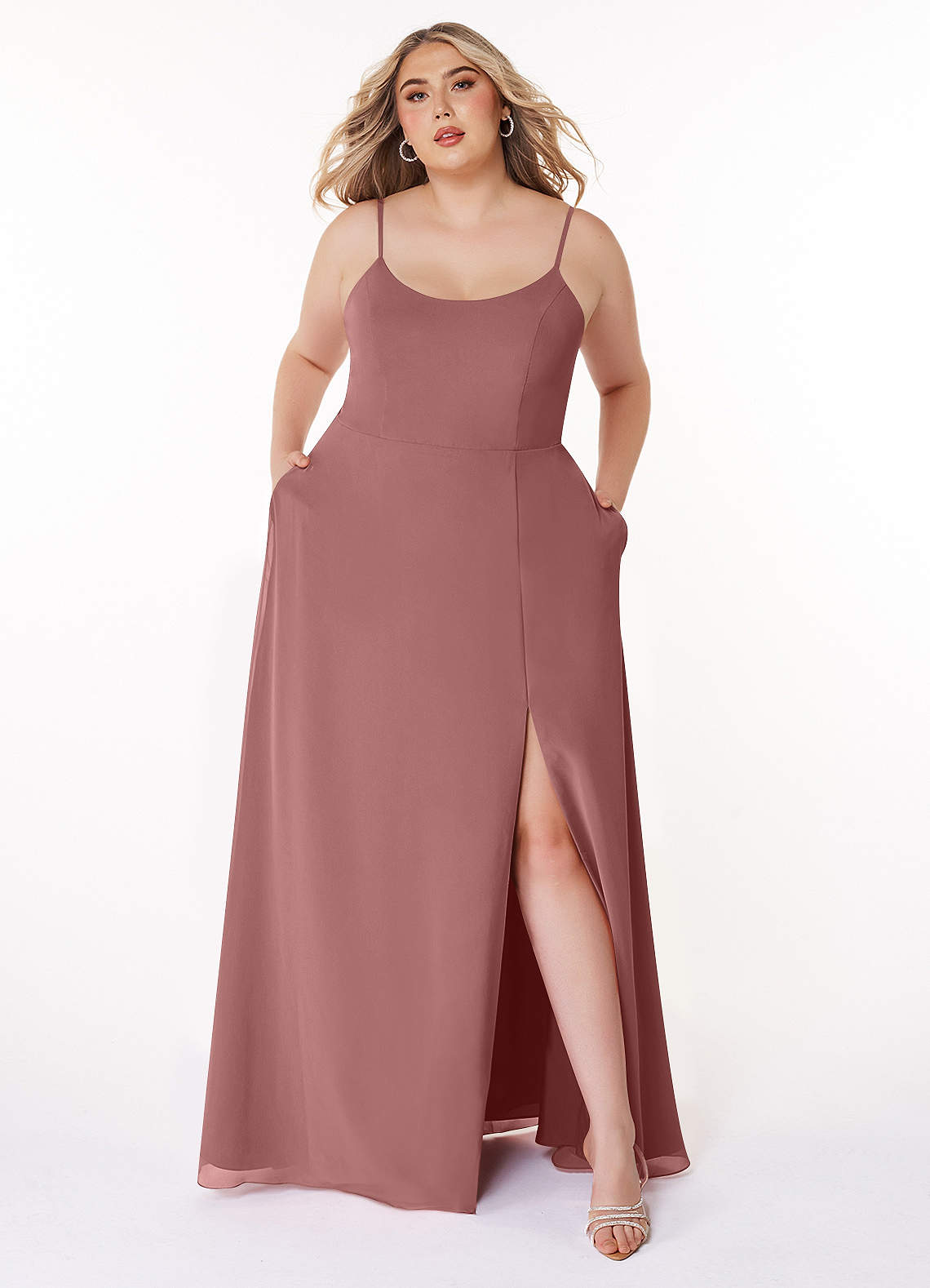 Azazie Moira Bridesmaid Dresses A-Line Scoop Chiffon Floor-Length Dress image1