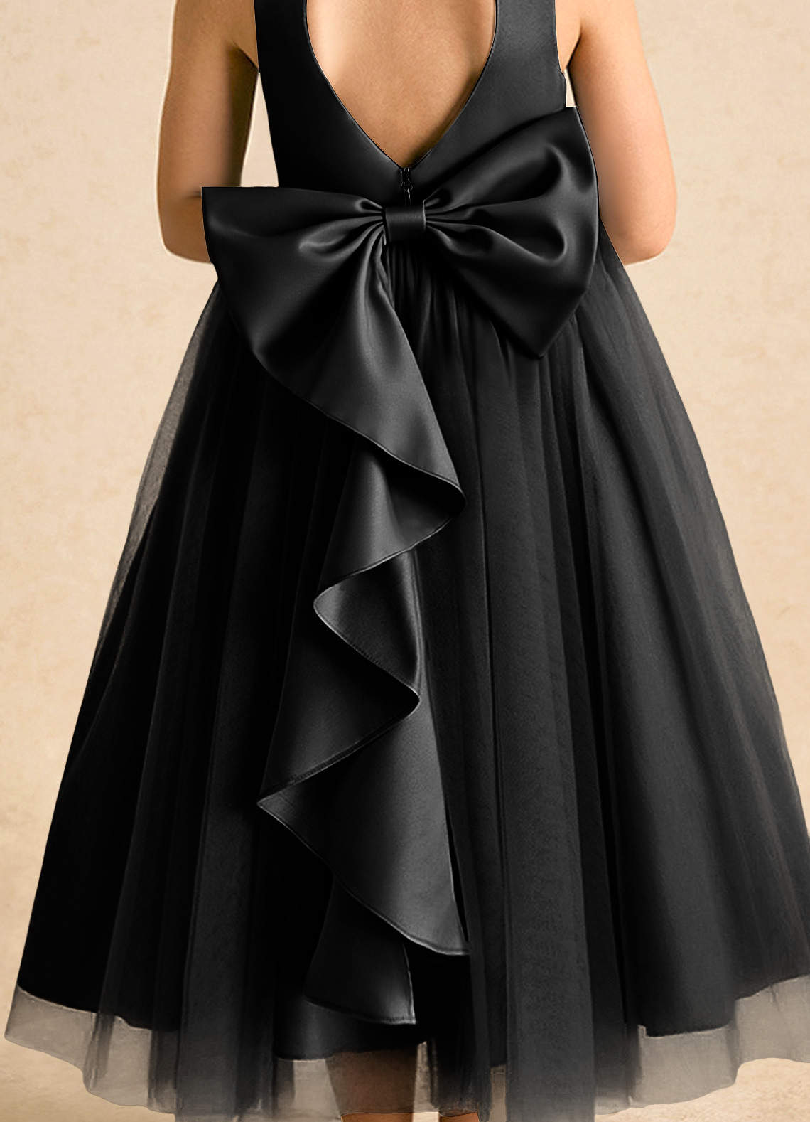 Azazie Solia Robe Demoiselle D'honneur Fillette Robe Princesse en Tulle Arc Noir image6