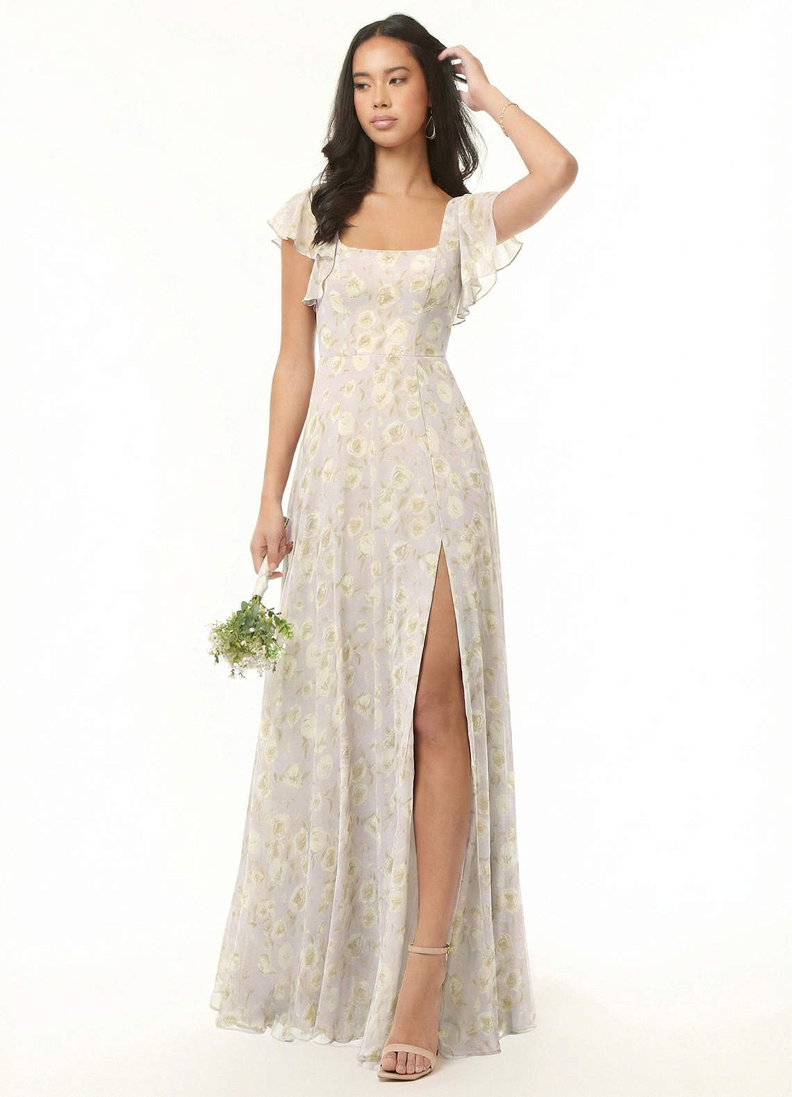 dreamy bridesmaid dresses Hope Dreamy Long Sleeves Slit Floor Length Chiffon Bridesmaid Dresses, Champagne