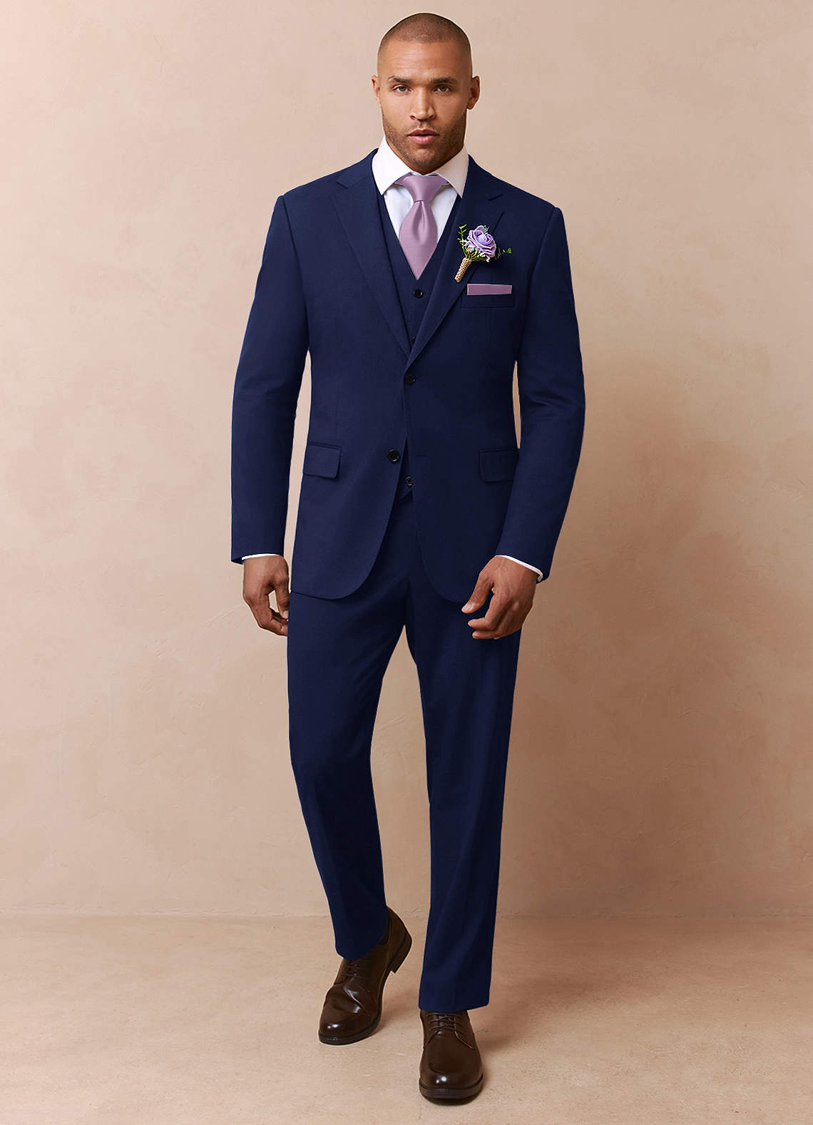 front Savile Blue Wool Blend Dress Pants