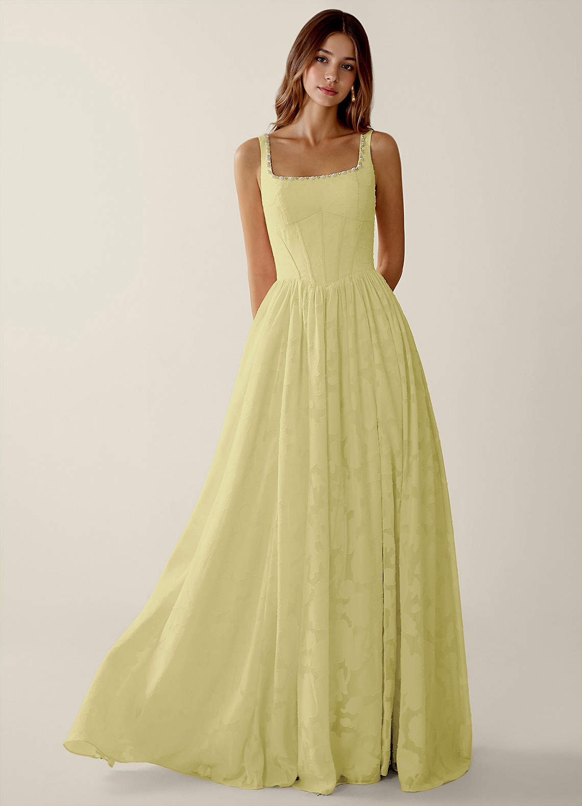 lemon yellow formal dress Jovani 43842 Size 4 Yellow Long Maxi Slit A Line Backless Prom Dress Corset Chiffon off the shoulder Formal Gown main image 0