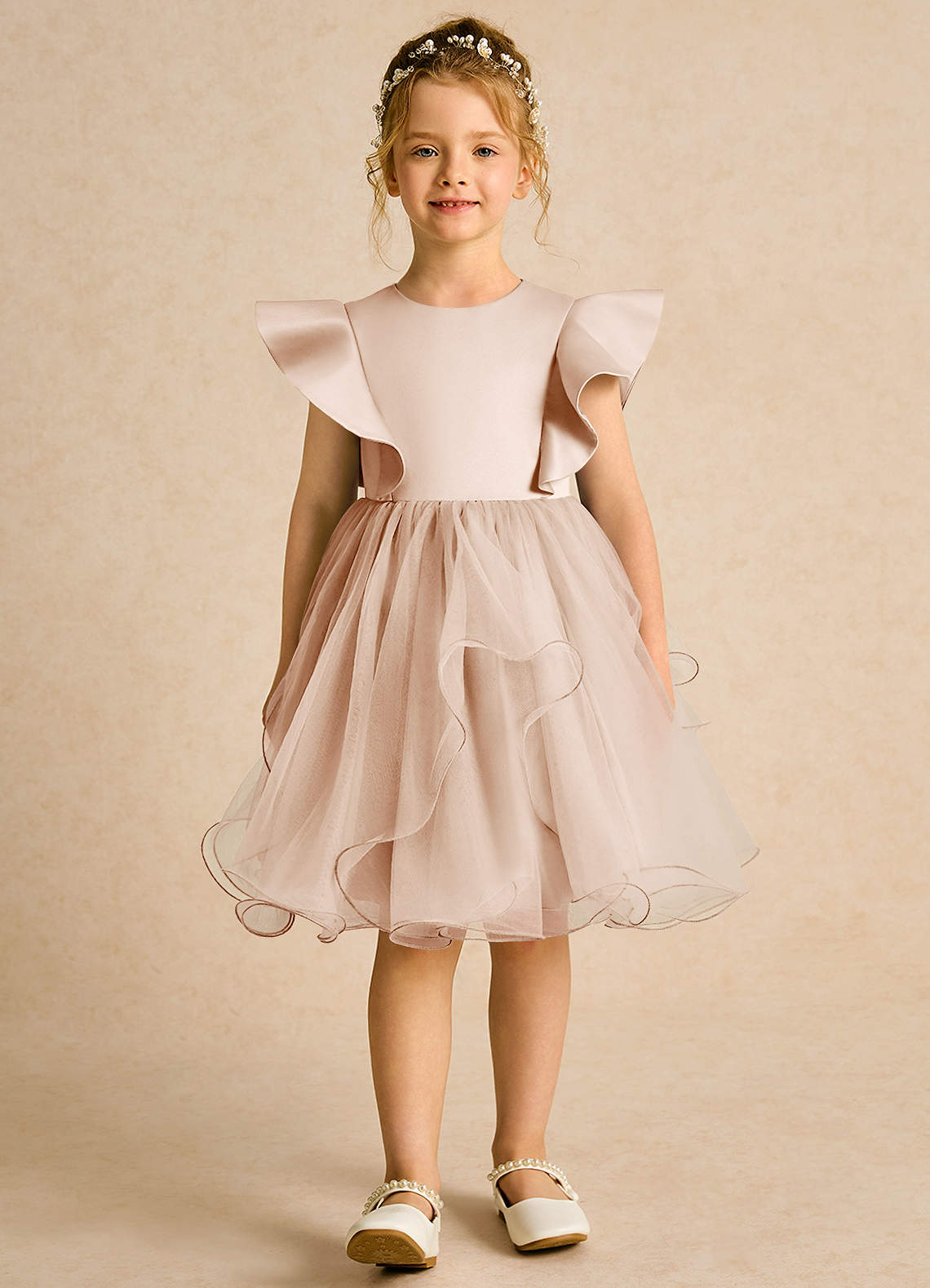 Azazie Chirp Flower Girl Dresses English Rose Ball-Gown Tulle Dress image1