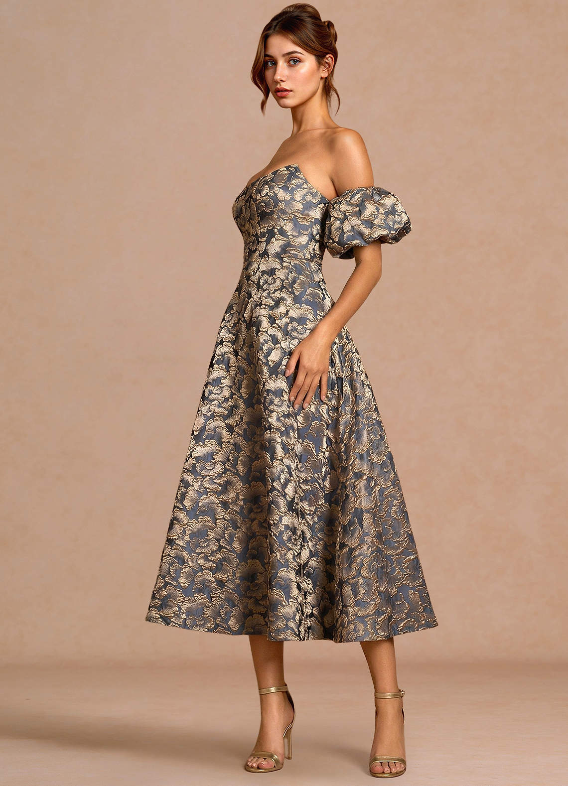 Belisse Gilded Navy Midi Dress Ready to Ship | Azazie