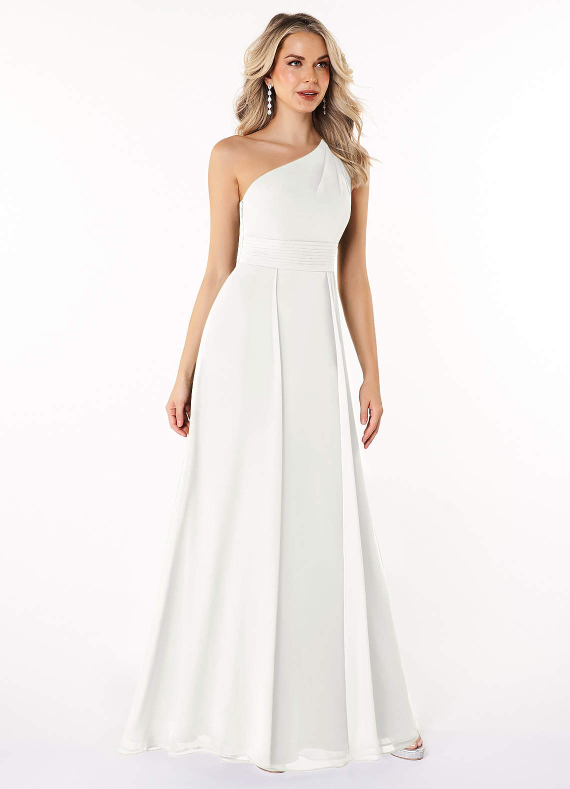 white one shoulder bridesmaid dress ONE SHOULDER FITTED BRIDAL DRESS BY AMORIS T727W OFF White / 2XL