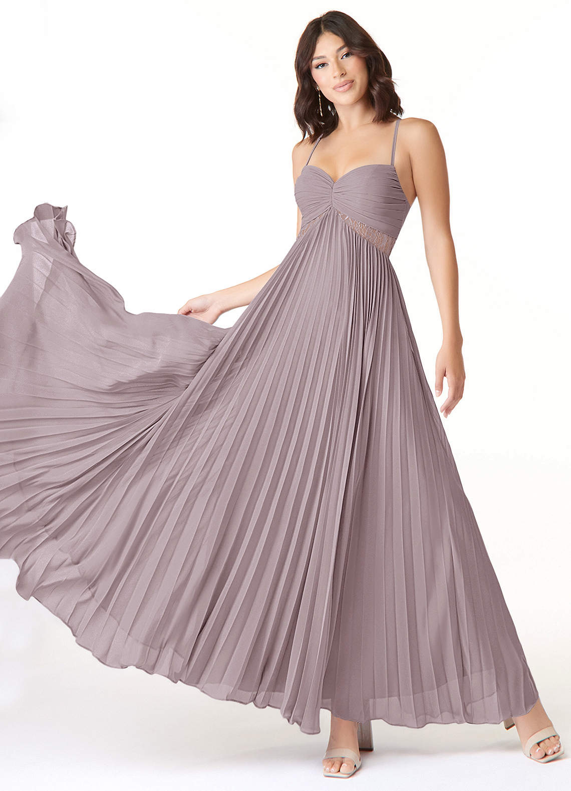 Azazie Devyn Abiti da Damigella Abito A-Line in Chiffon Corsetto Dusk image1