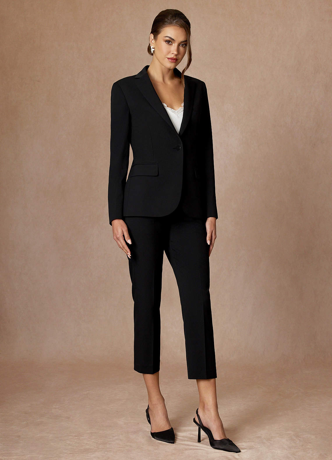 front Charlotte Black Refined Weave Dress Pants