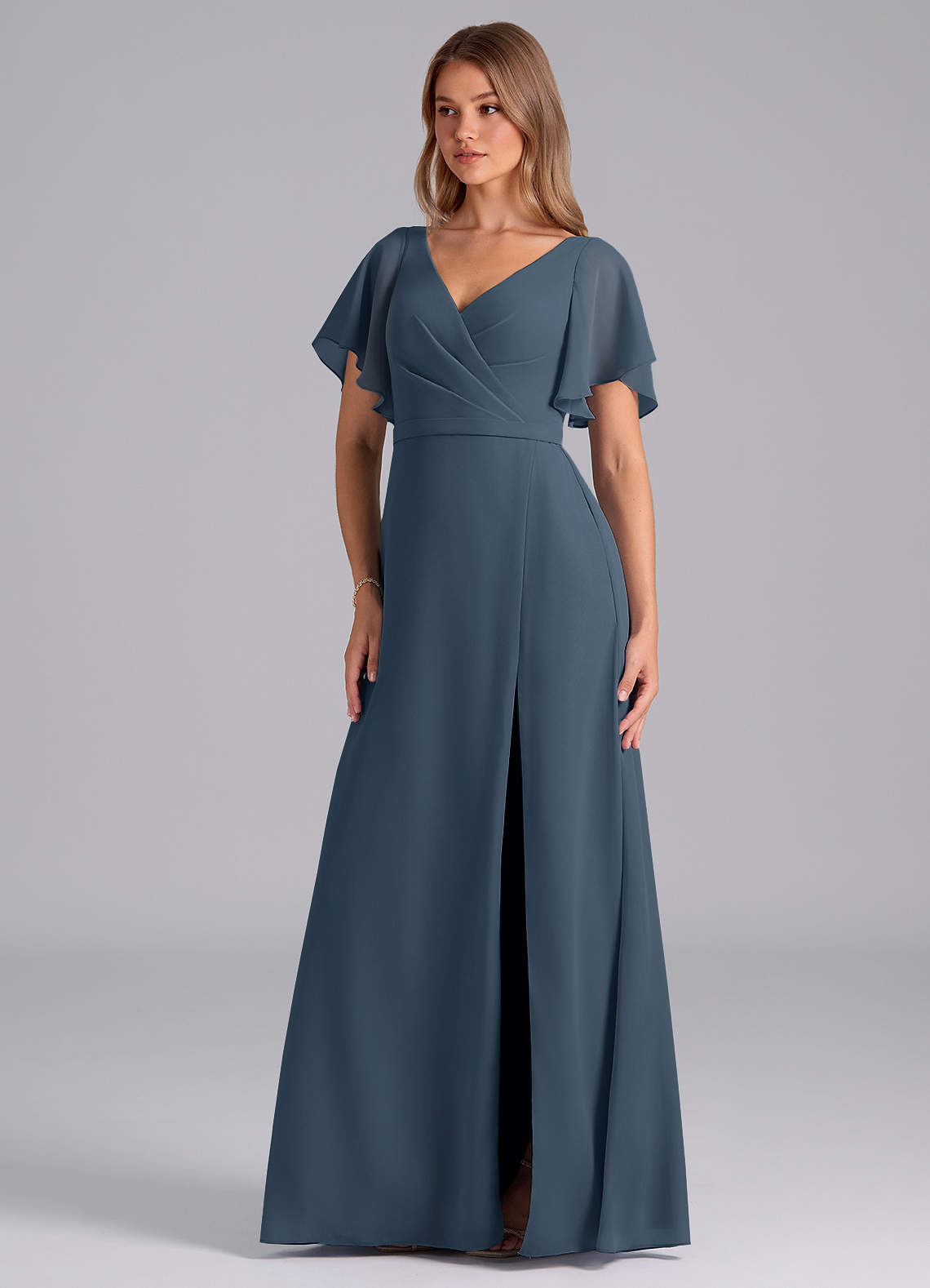 Azazie Ambrosia Bridesmaid Dresses Neptune A-Line Pleated Chiffon Dress image1