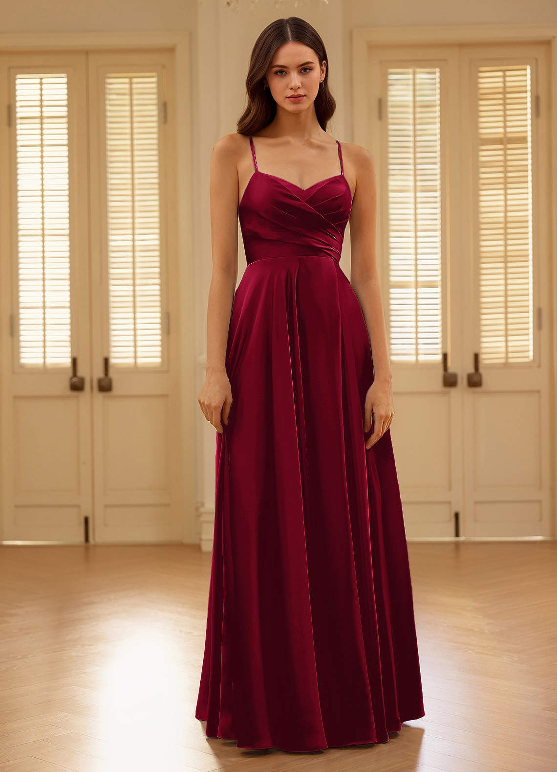 green emerald velvet dress TH&TH Isla Bridesmaid Dress In Merlot Satin  TH and TH