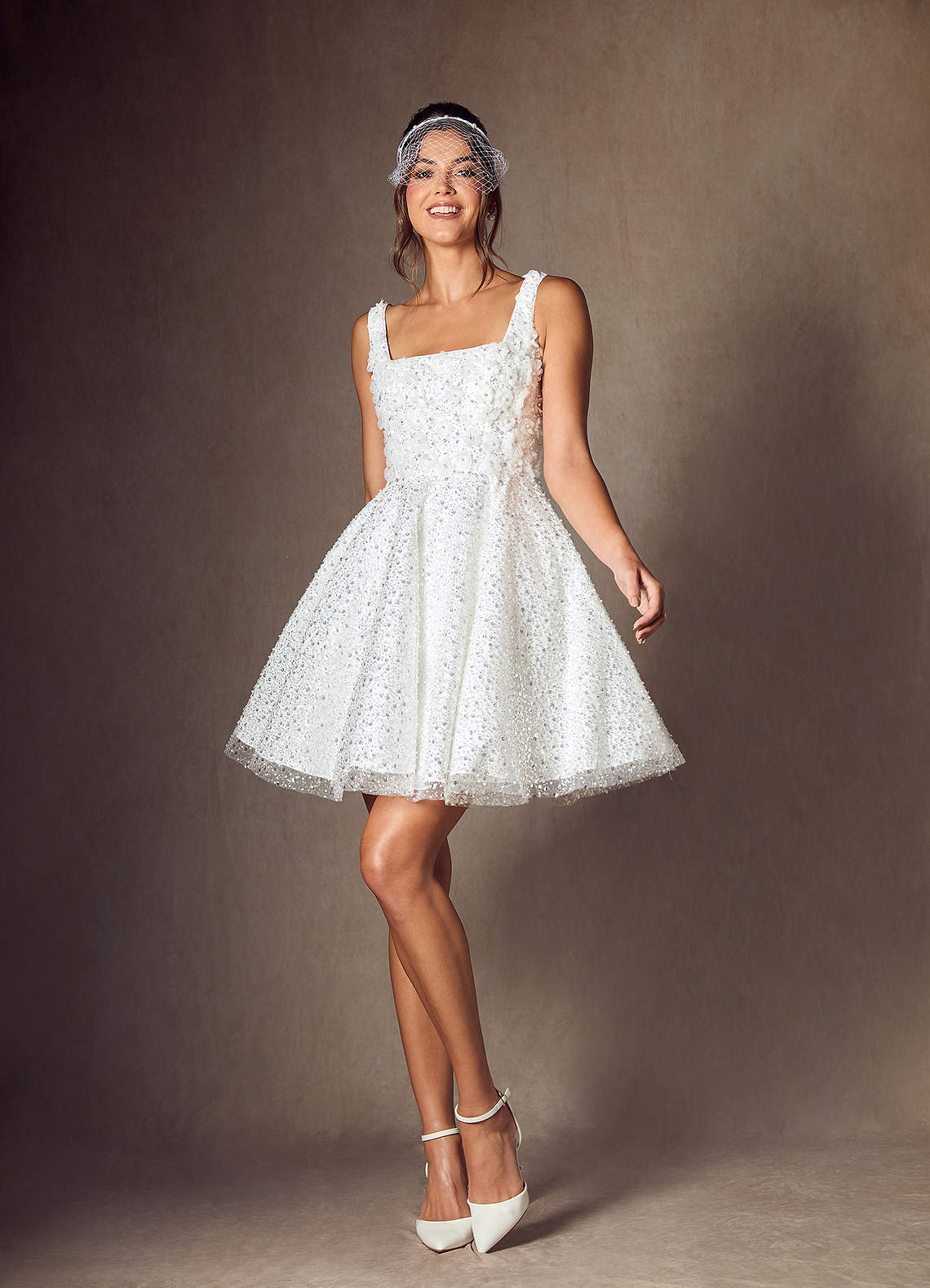 Azazie Kristi Wedding Dresses Diamond White A-Line with Pockets Beading Dress image7
