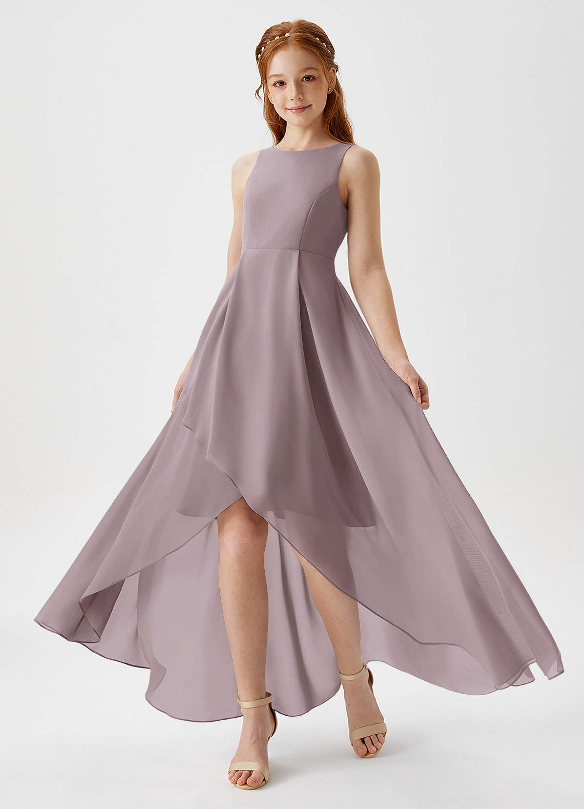 Azazie Lizette Junior Dusk A-Line Pleated Chiffon Dress image1