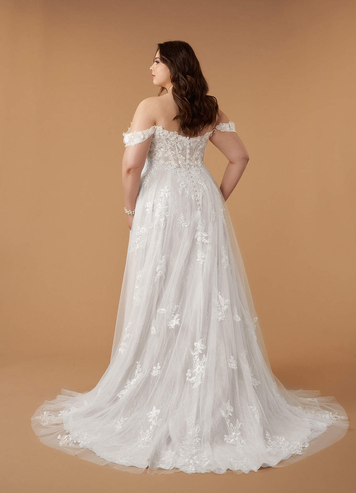 Robe de mariée en tulle à paillettes dentelle florale et bretelles  amovibles