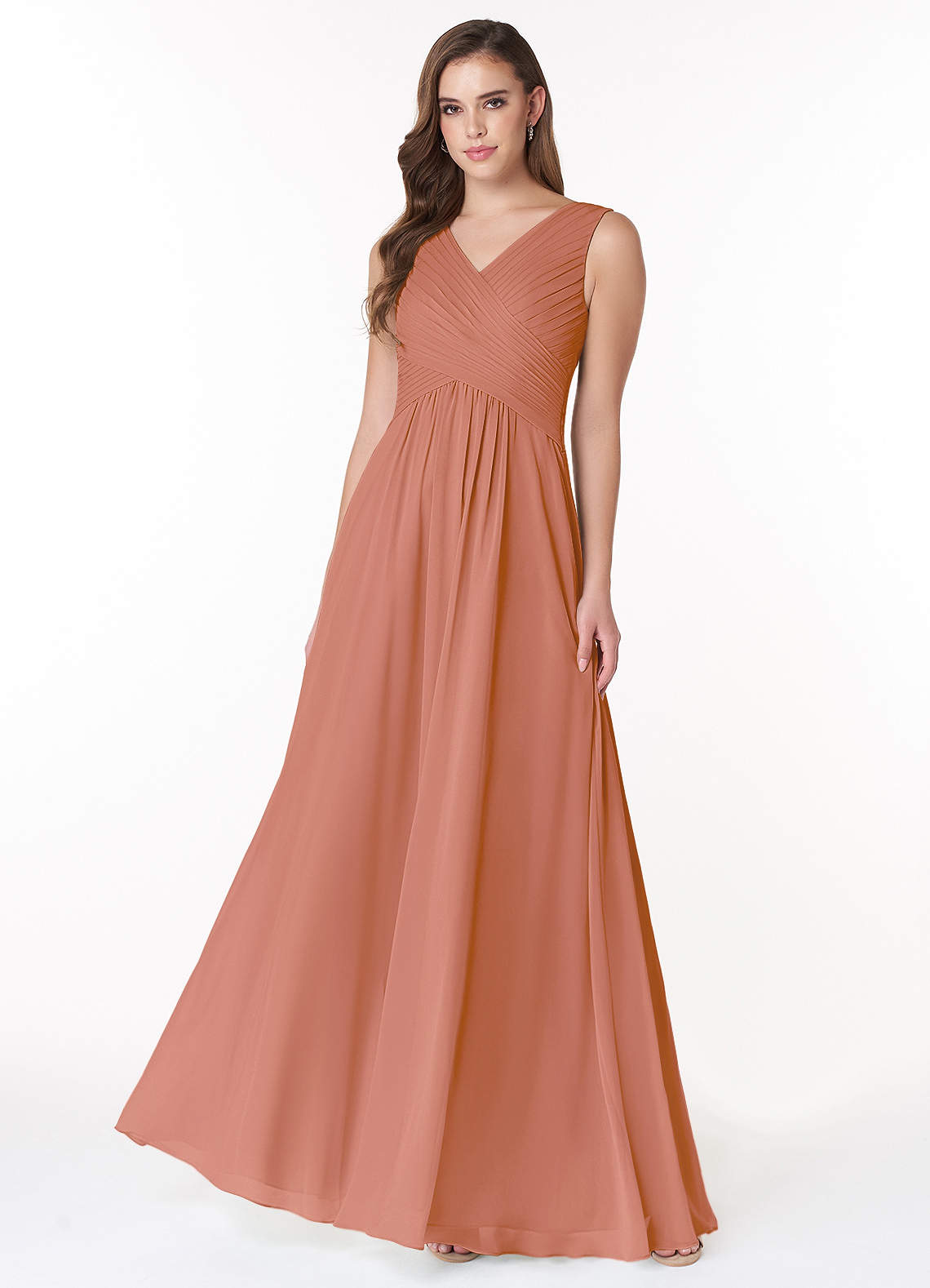 Azazie Flora Bridesmaid Dresses MAI TAI A-Line Pleated Chiffon Dress image1