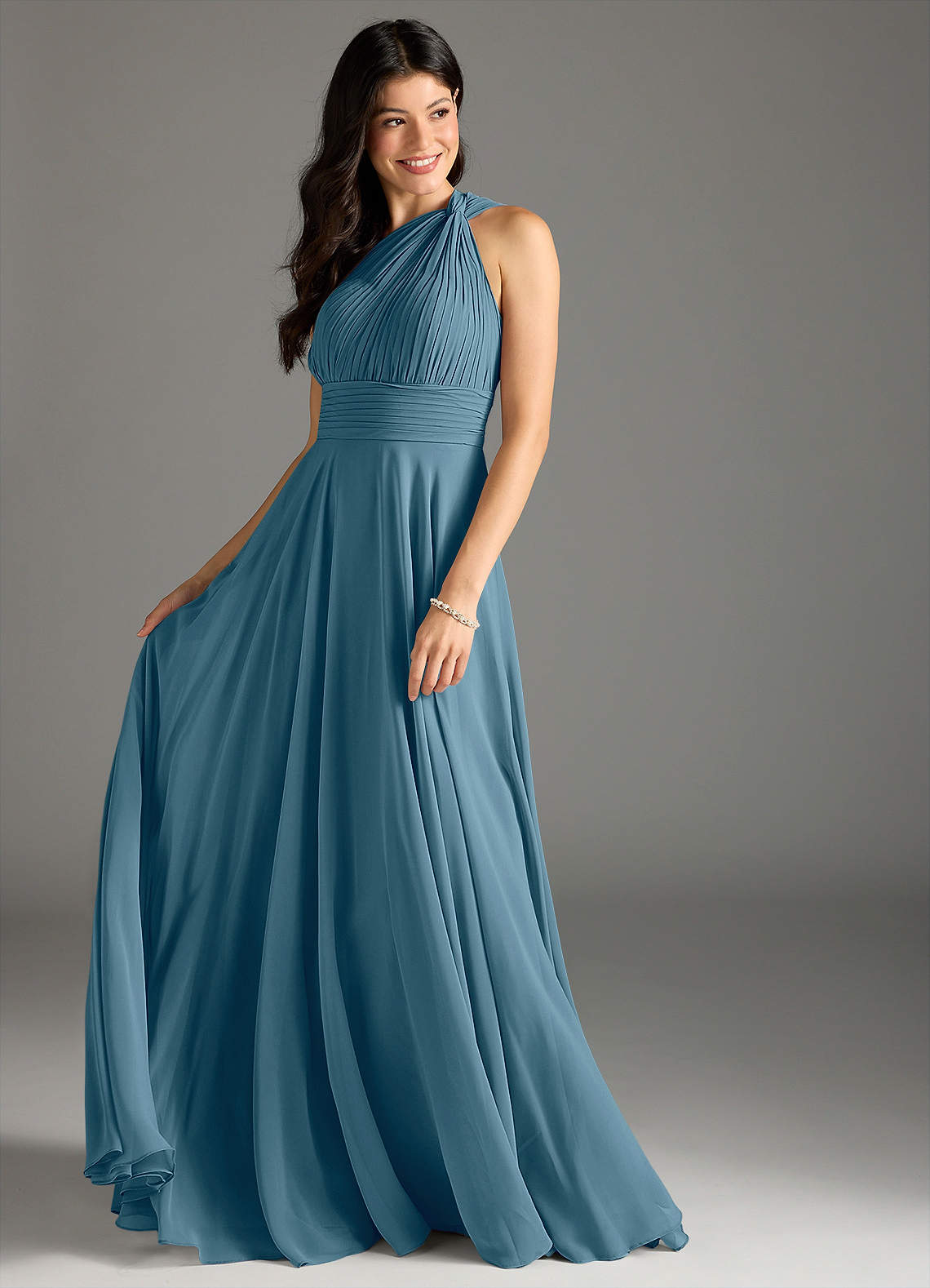Azazie Charlize Bridesmaid Dresses Bermuda A-Line One Shoulder Chiffon Dress image2