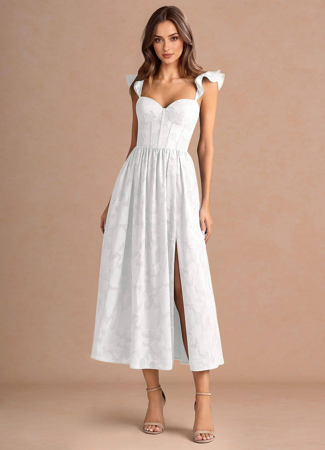Denisse White Midi Dress | Azazie