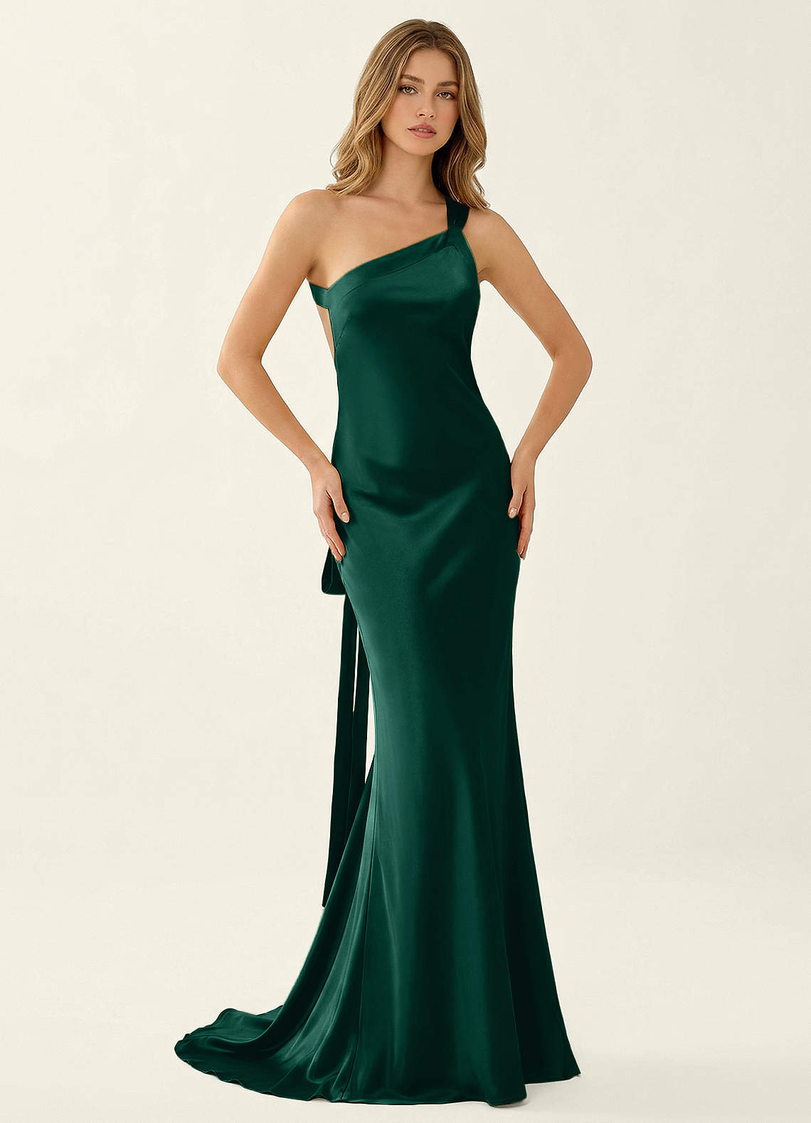 Persephone Emerald Green Satin Prom Dress