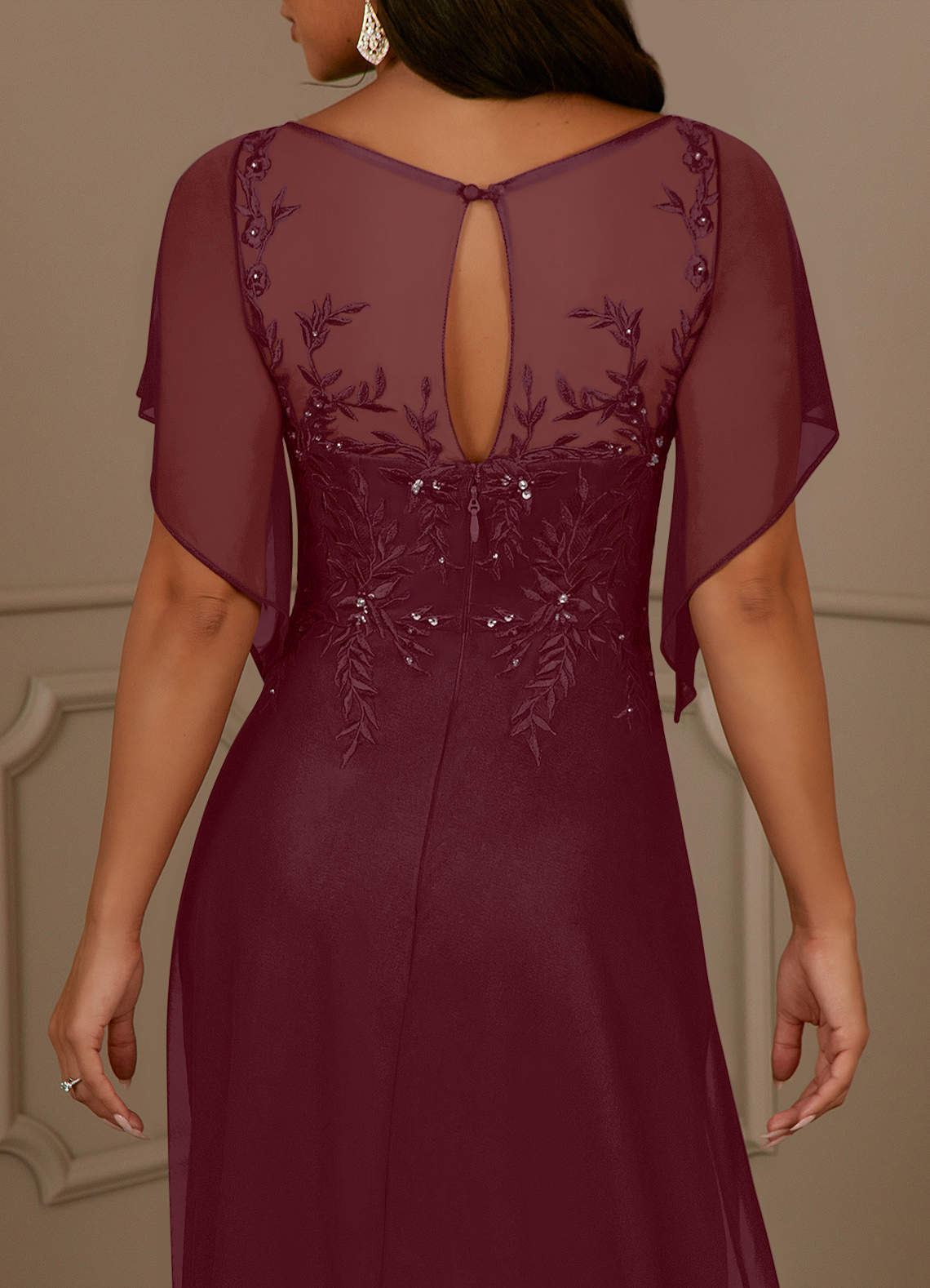 Azazie Cavell Vente Finale Robe Trapèze en Maille Paillettes Cabernet image6