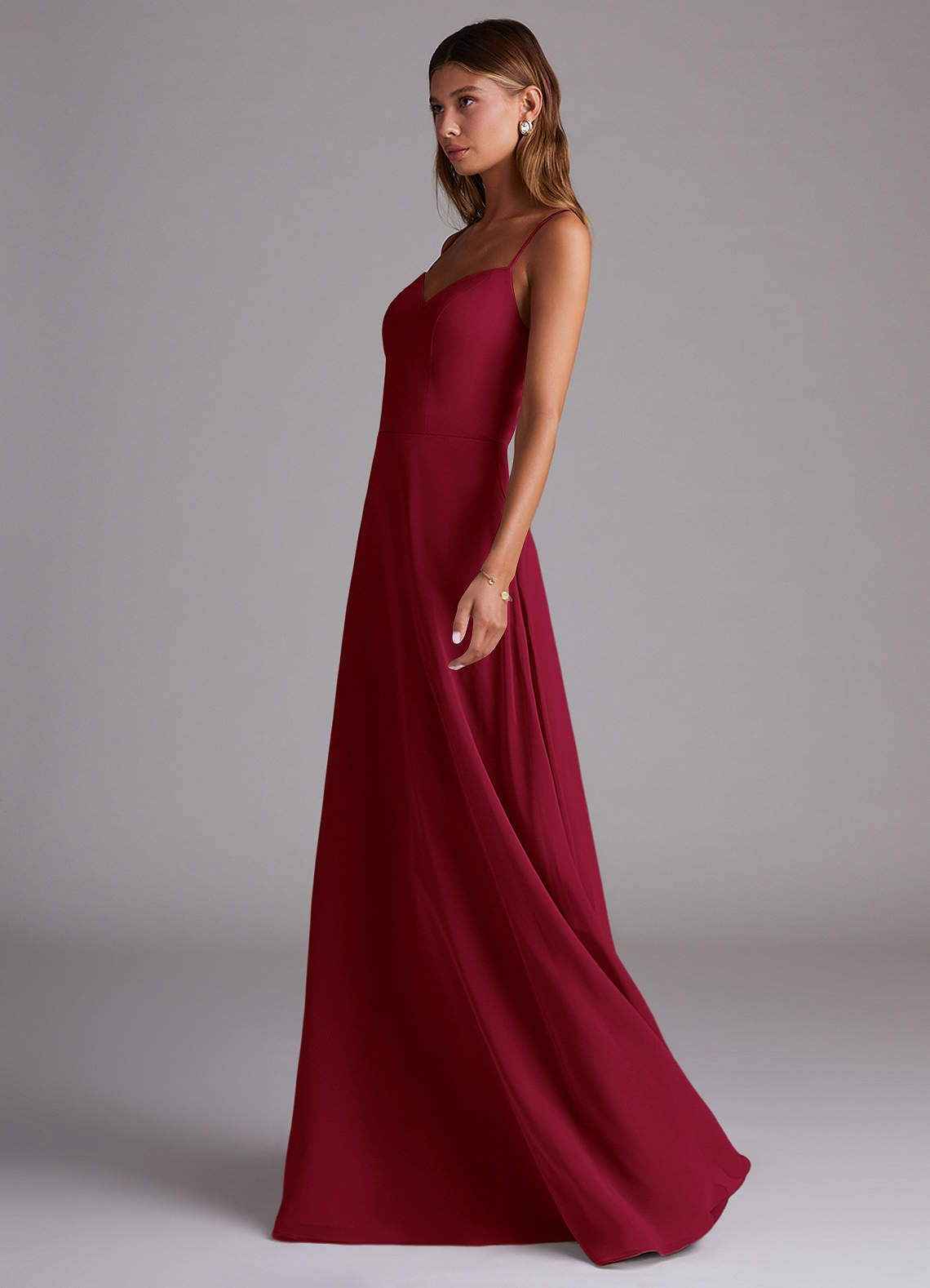 Azazie Marley At-home Try On Dresses Burgundy A-Line Off the Shoulder Chiffon Convertible Dress image5