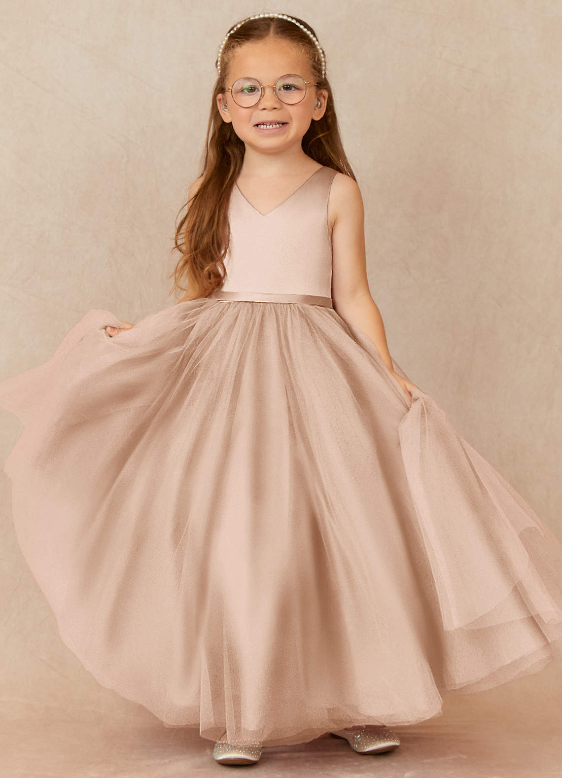Azazie Marybell Flower Girl Dresses English Rose A-Line Bow Tulle Dress image1