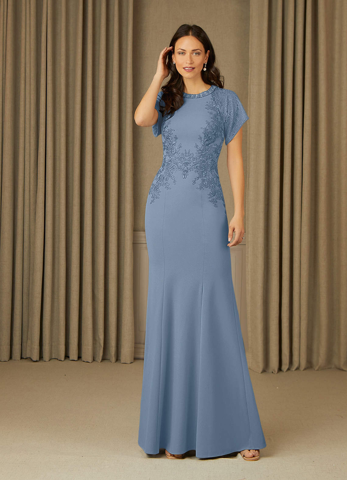 dusty blue mother of the bride dress