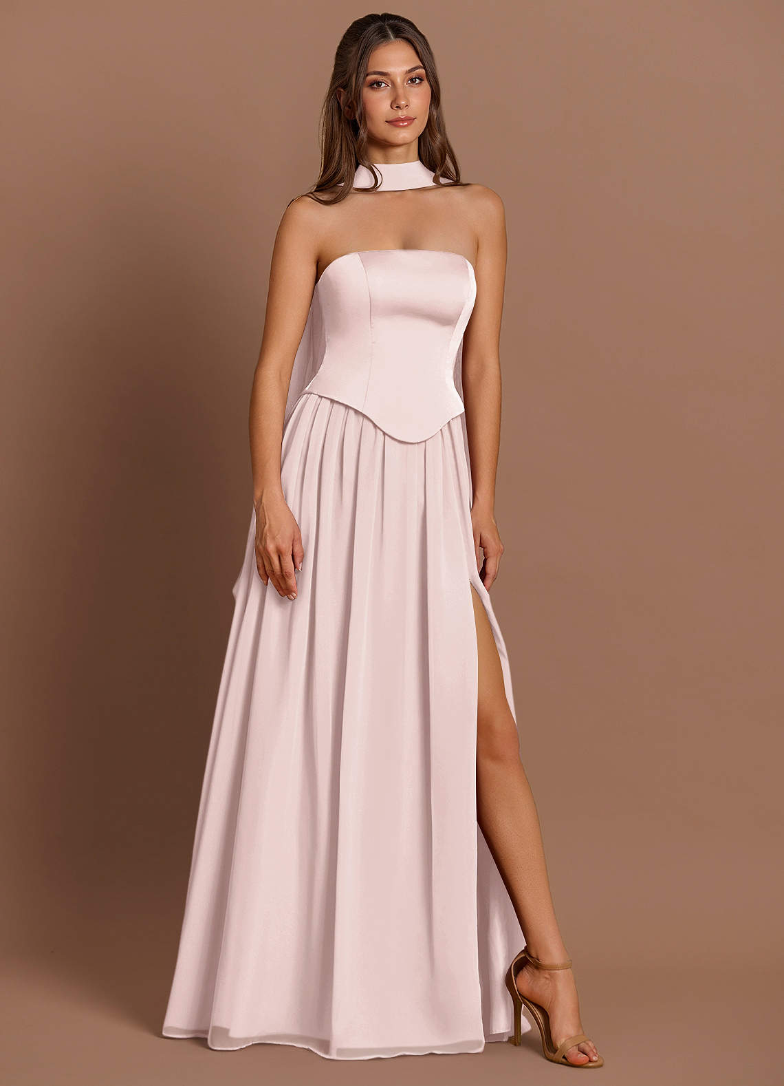 strapless open back dress Isa Scarf Satin Maxi Dress main image 1