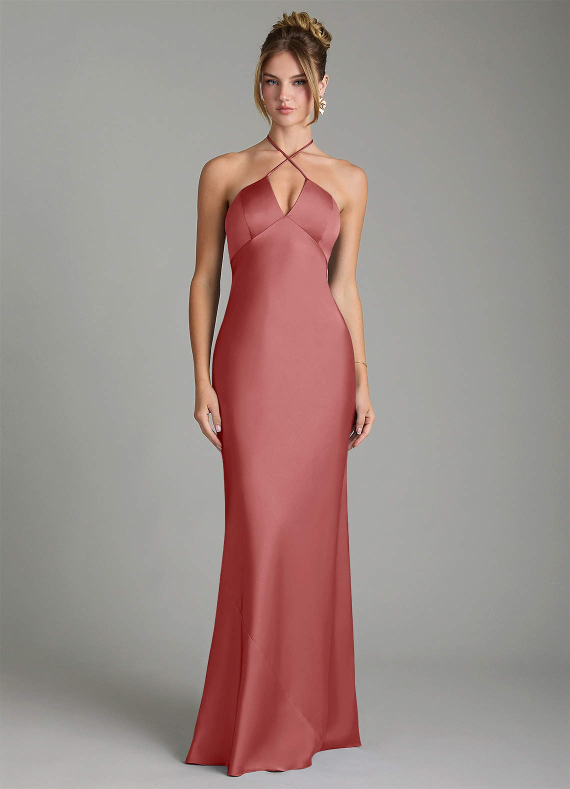 Azazie Camille Antique Rose Stretch Satin Bridesmaid Dresses | Azazie