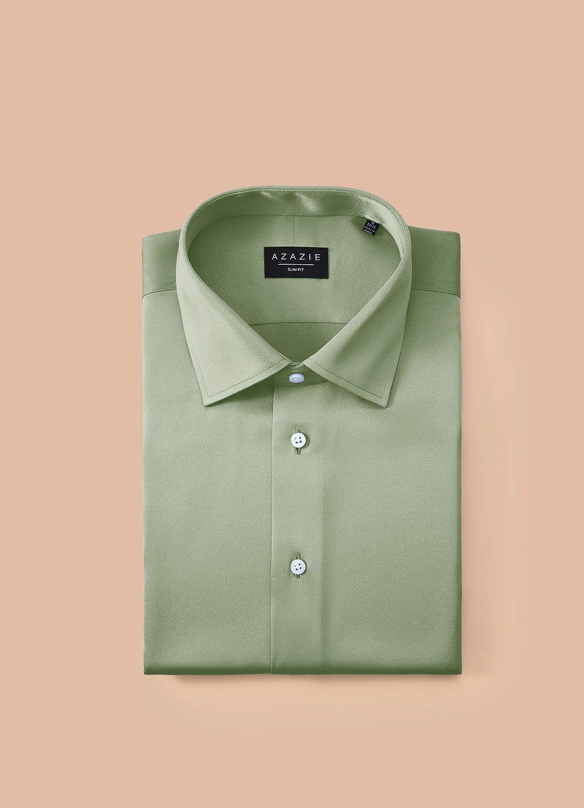 front Julian Dusty Sage Stretch Satin Dress Shirt