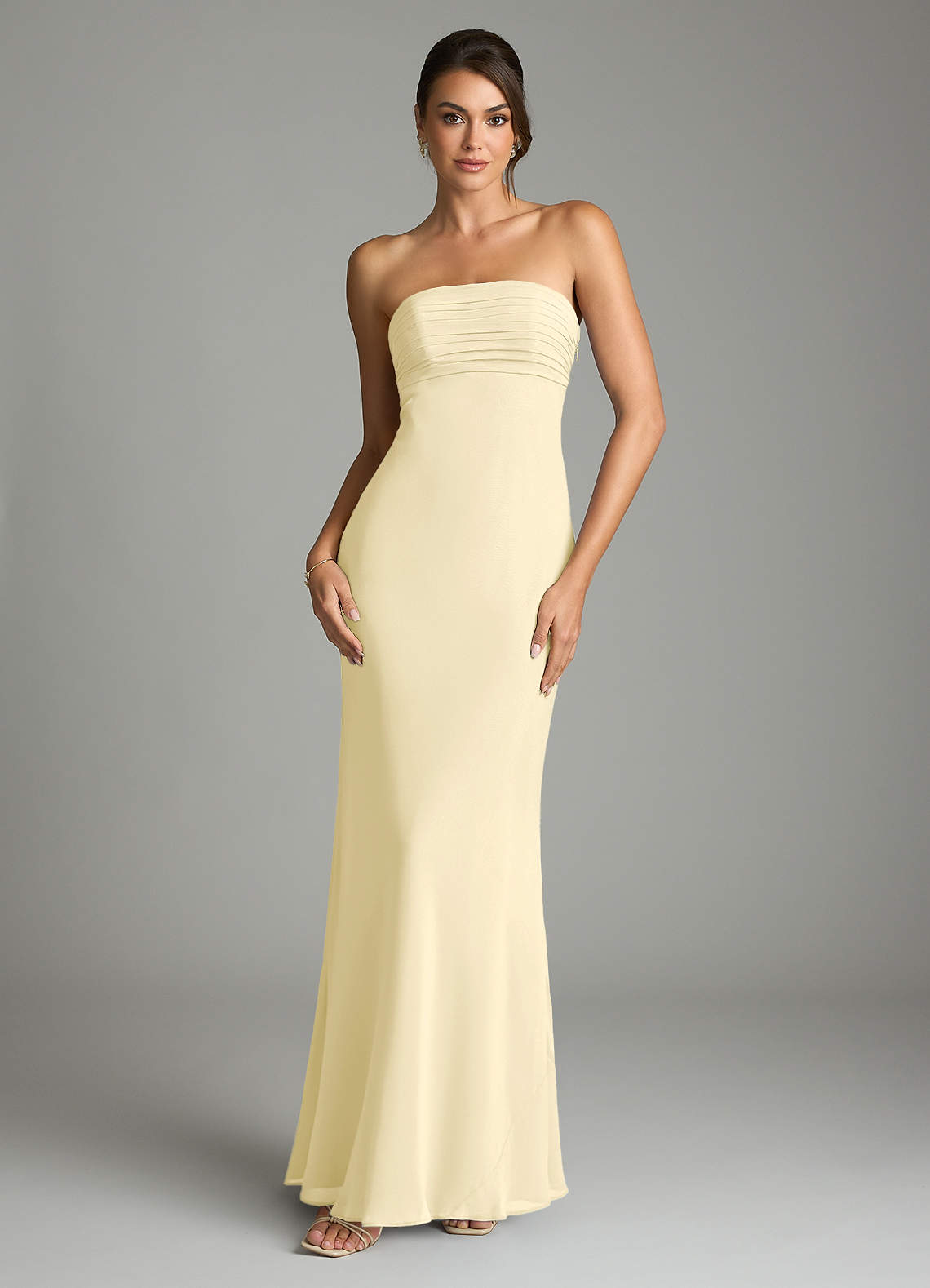 Azazie Saylor Jurken voor bruidsmeisjes Jurk van Chiffon met Zeemeermin Strapless Citroensorbet image2