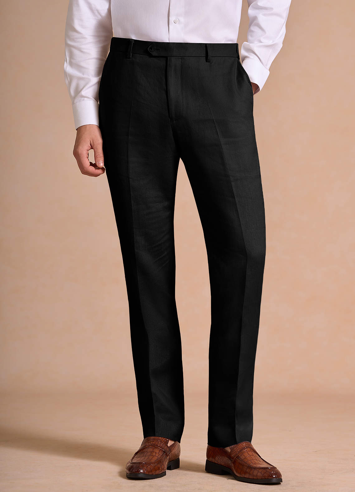 front Wesley Black Linen Blend 3-Piece Suit