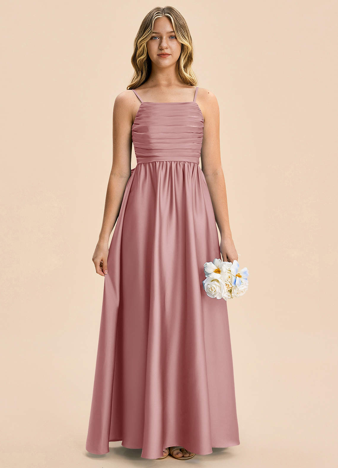 dusty rose junior bridesmaid dresses Azazie Kai champagne color and is sleeveless for Size:6/12m Lace Beads Plus Bridesmaid