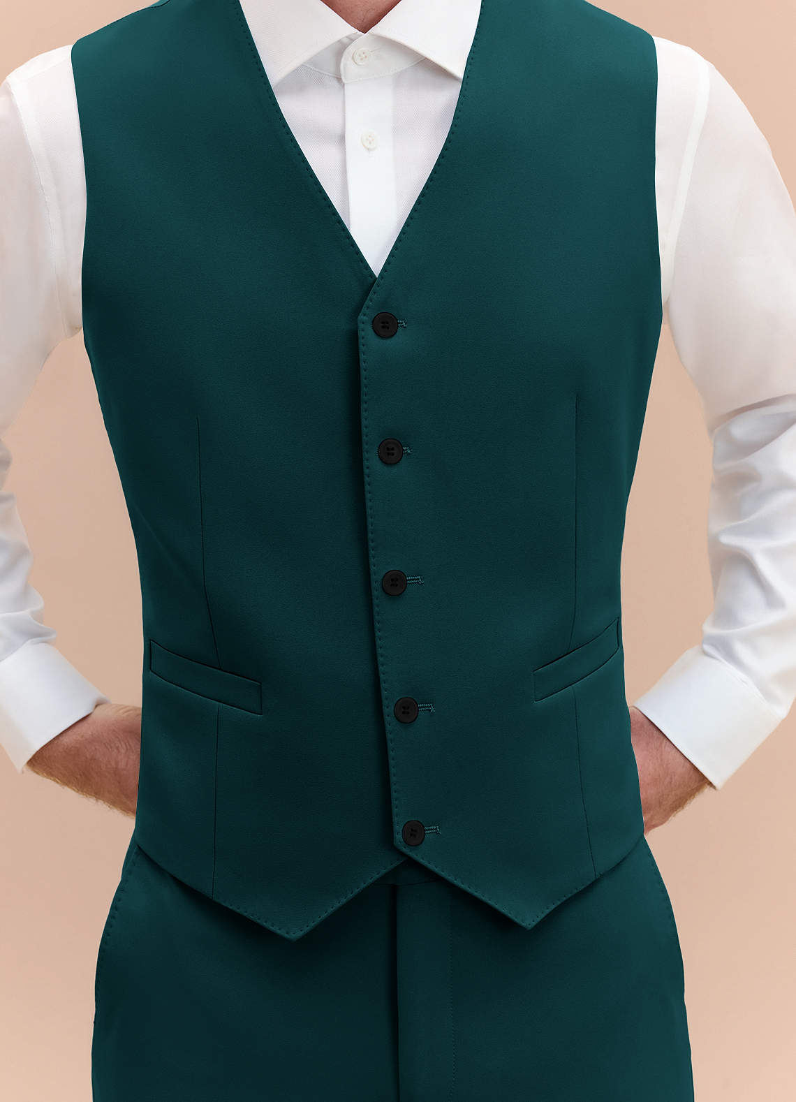 front James Pine Structured Stretch Suit Vest