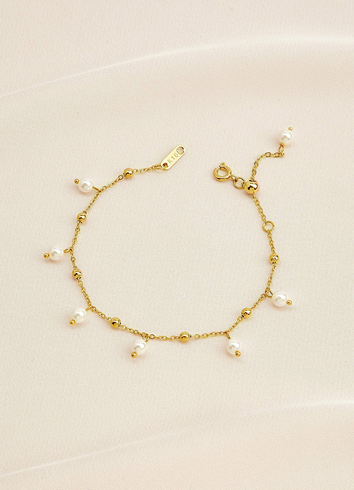 front Pearl Bead Chain Bracelet