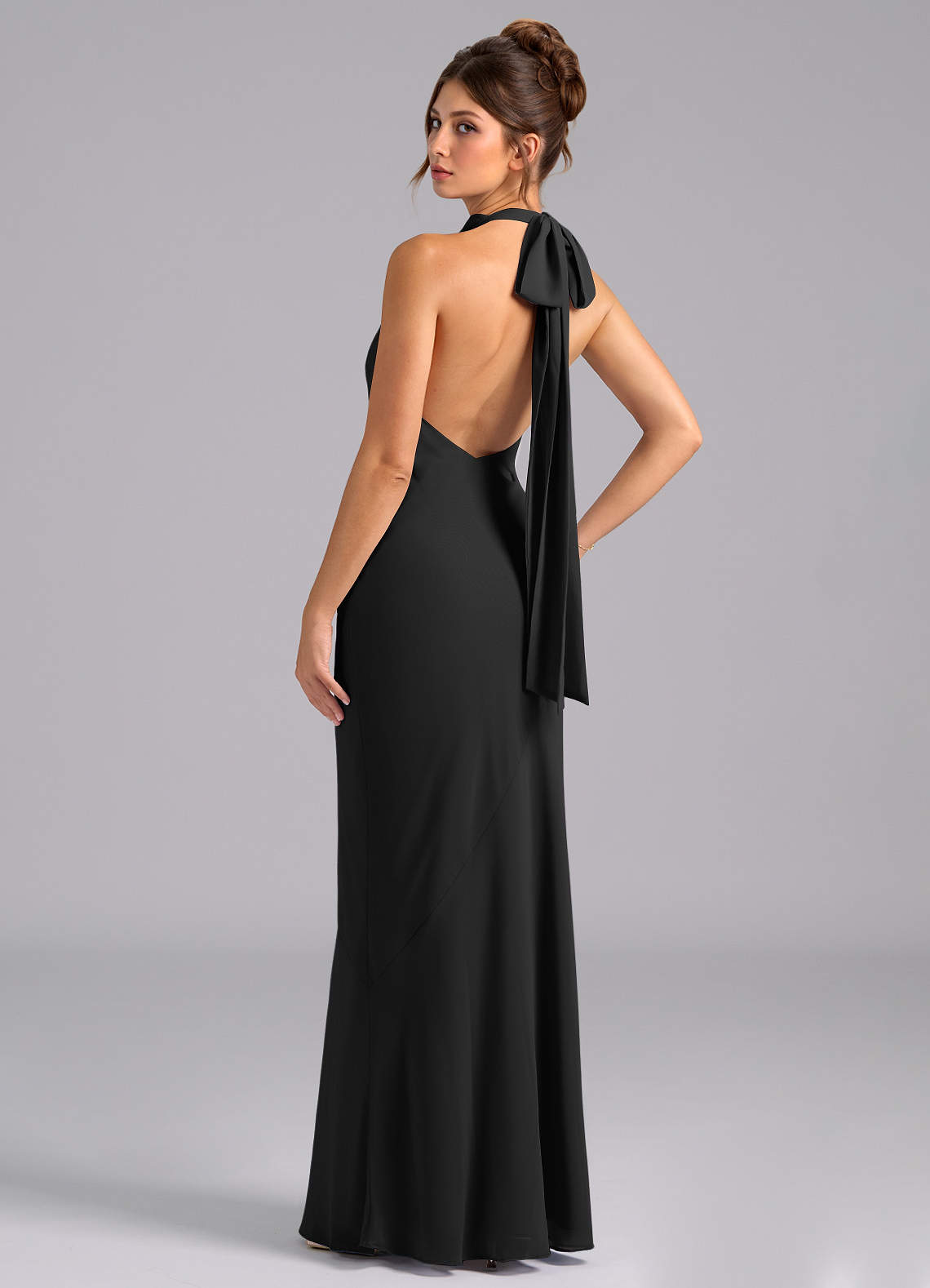 Azazie Velli Bridesmaid Dresses Black Mermaid Bow Chiffon Dress image6