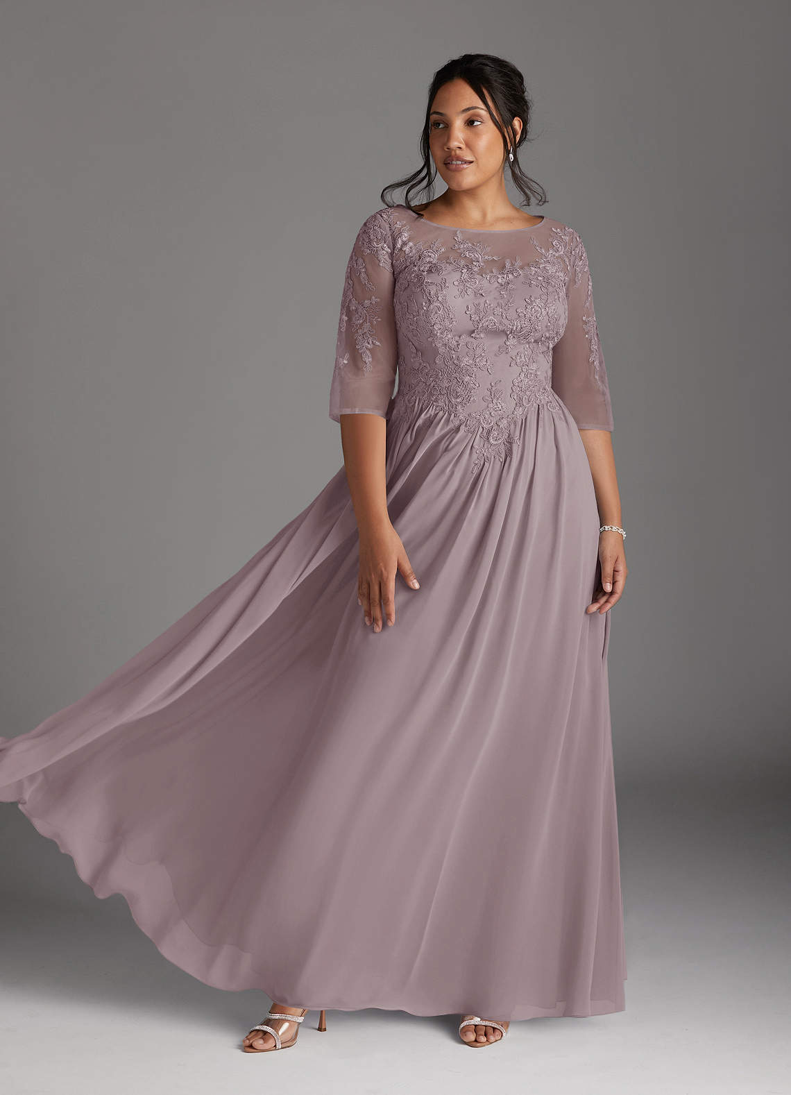 Azazie Mirielle vestidos de madre de la novia Vestido de Atardecer de Gasa de Corte En A con Encaje Scoop image6
