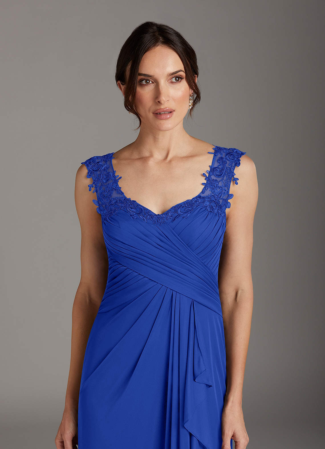Azazie Edelin Royal Blue A-Line Sweetheart Neckline Pleated Mesh Dress |  Azazie