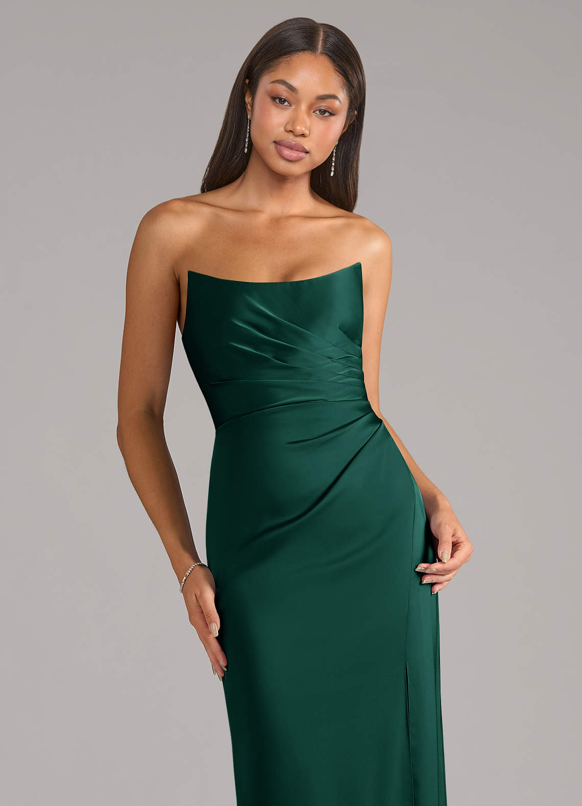 azazie delmar stretch satin dress Azazie Sheath Strapless Floor-Length Stretch Satin Bridesmaid Dresses