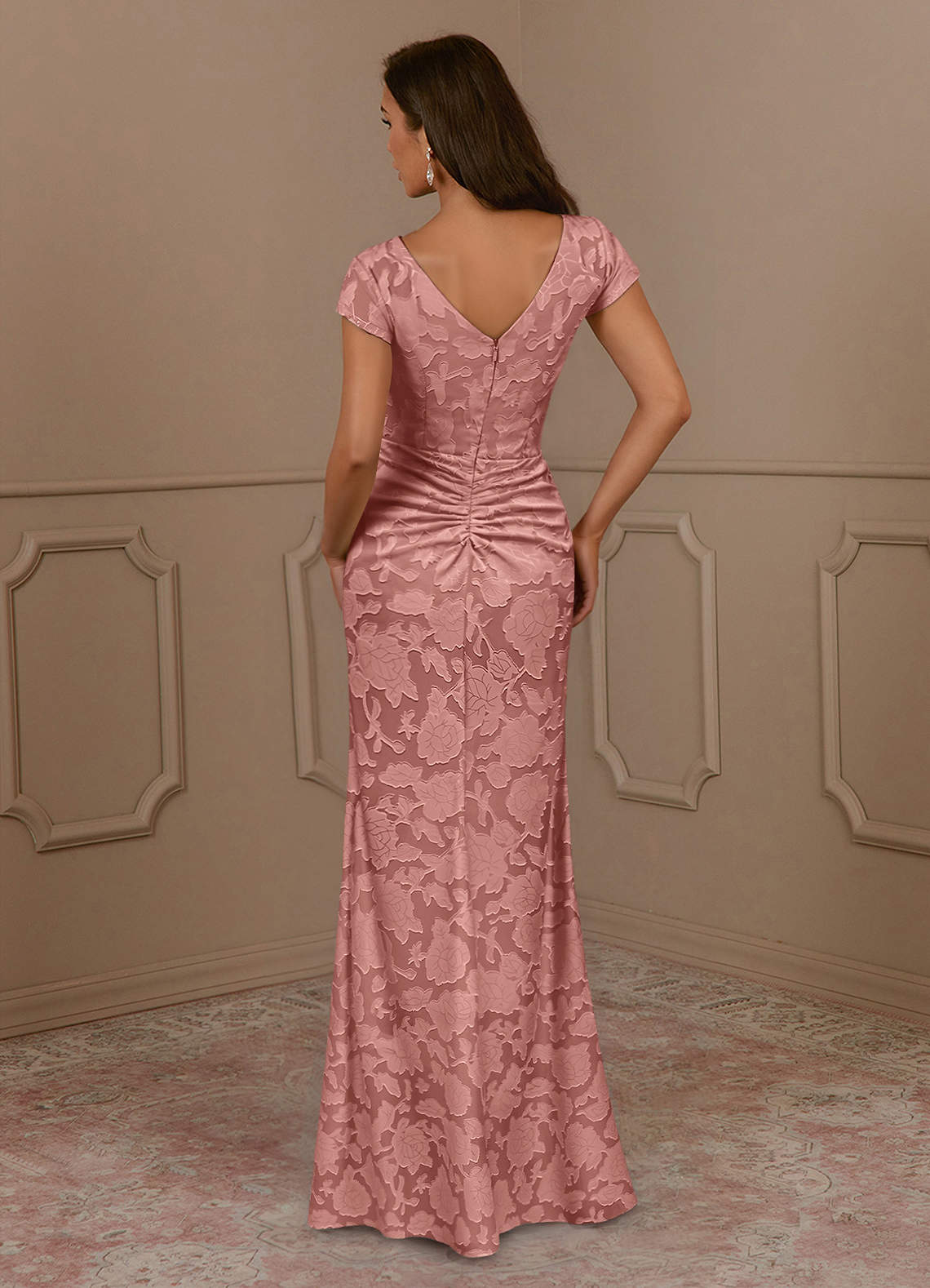 Azazie Roya Mother of the Bride Dresses Rosette Mermaid Ruched Floral Burnout Dress image3