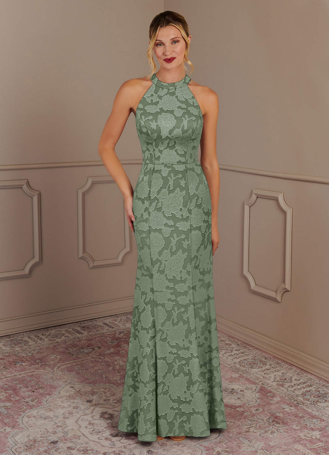Azazie Tyra Mother of the Bride Dresses Matcha Mermaid Floral Burnout Dress image1