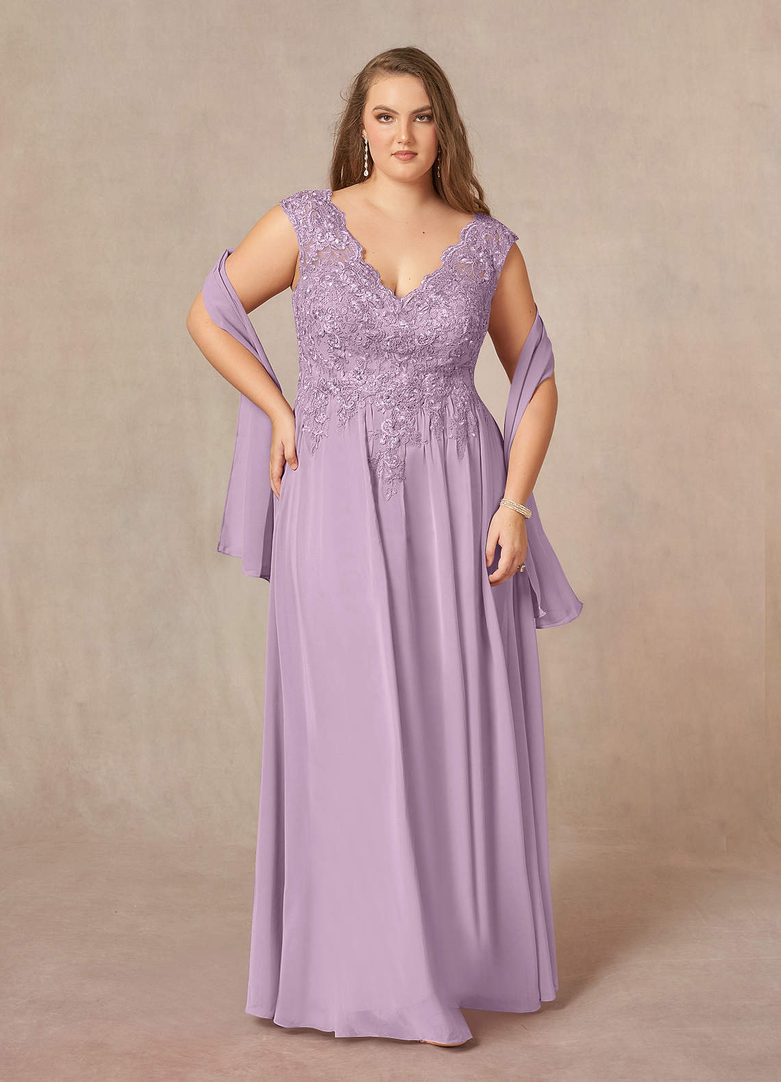 Azazie Amethyst Wisteria A Line V Neck Sequins Chiffon Dress Azazie CA