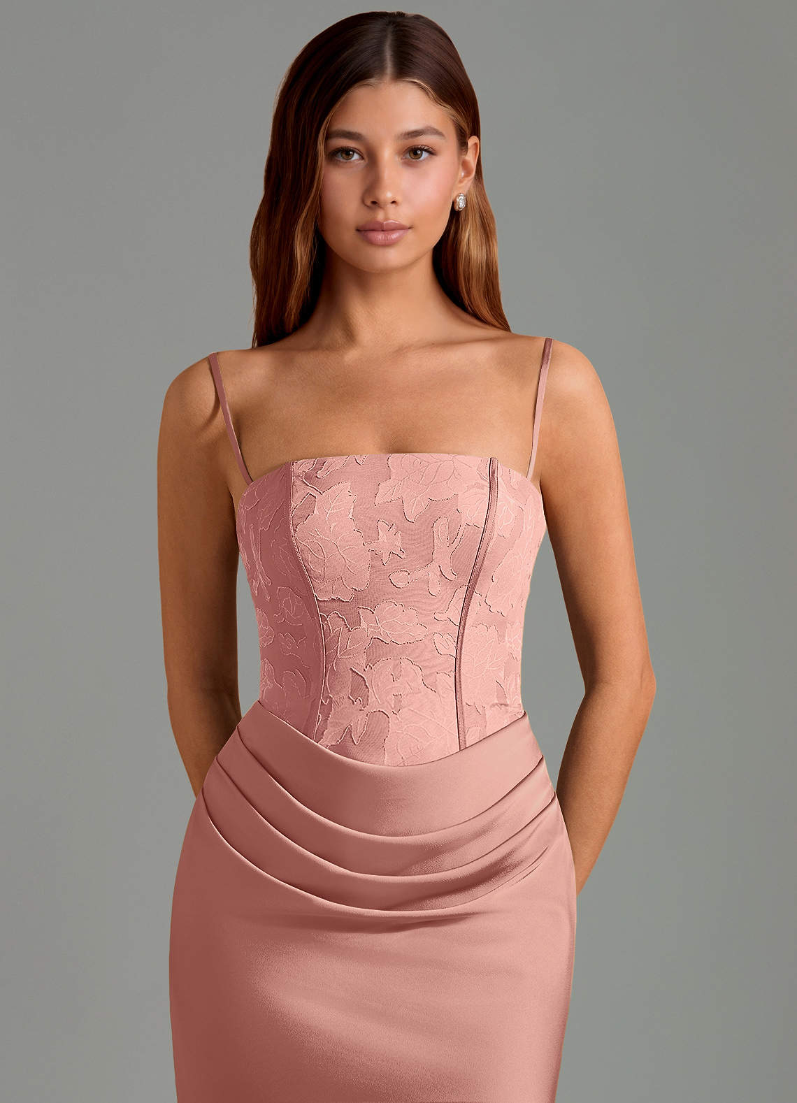 Azazie Emilia Morsiusneito Mekot Mrenneito Olkaimeton Joustava satiini Lattian pituus Pukeutua image5