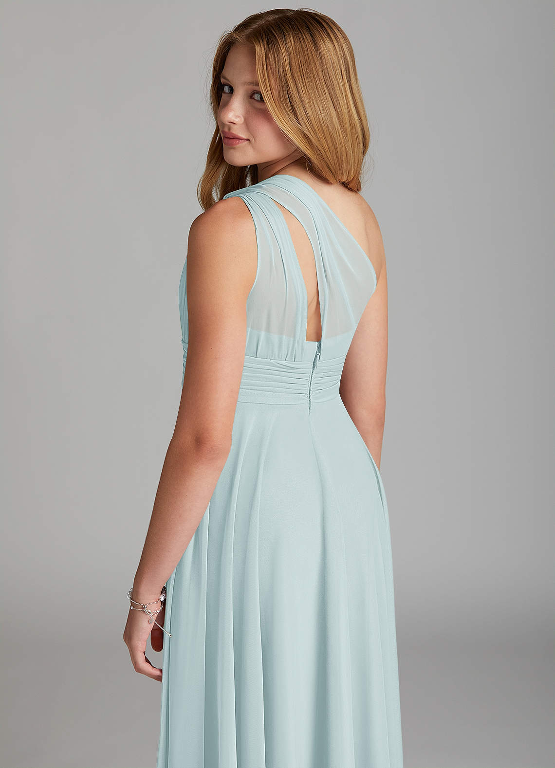 Azazie Charlize Junior Mist A-Line Mesh Dress image4