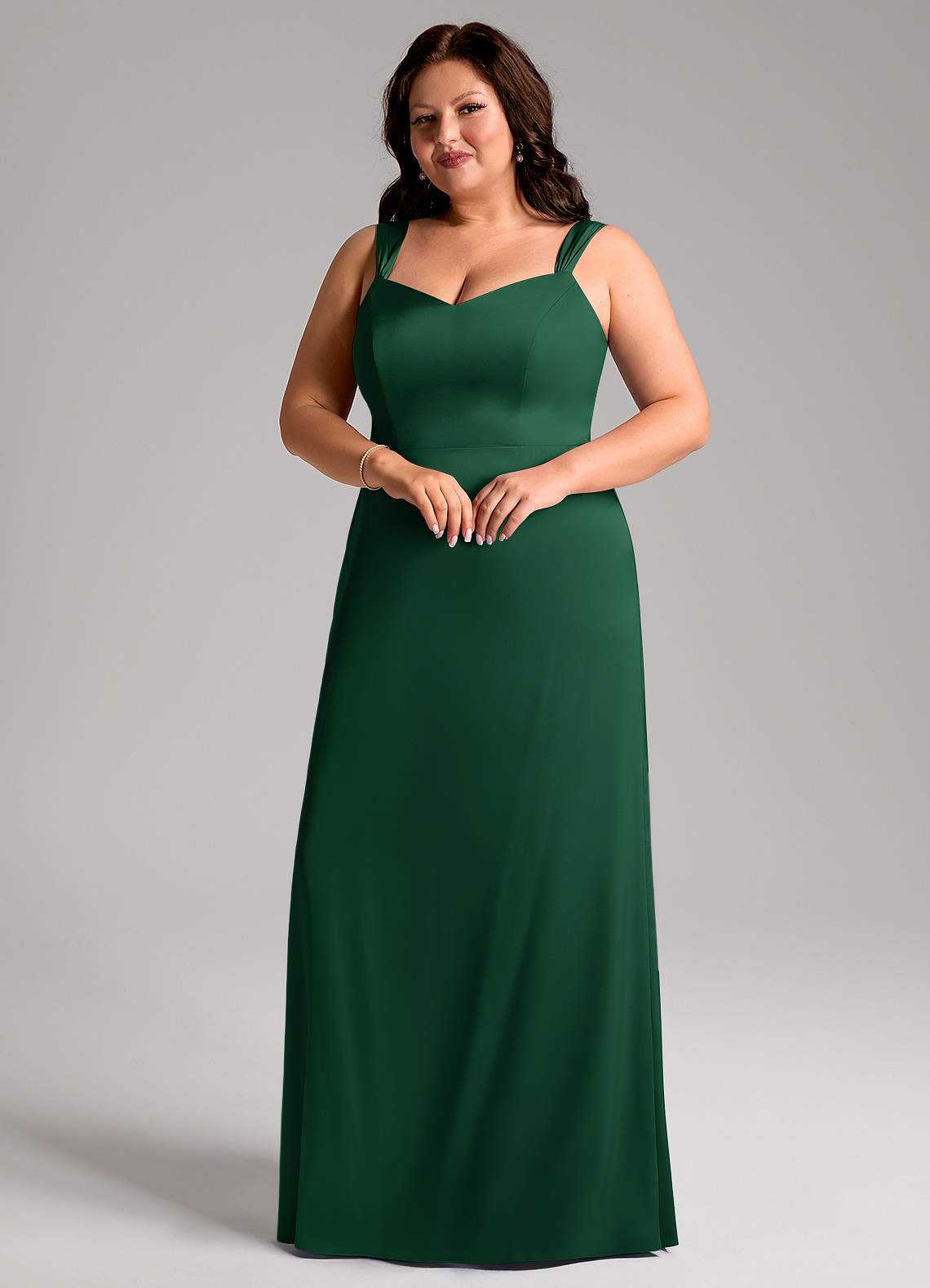 Azazie Denice Bridesmaid Dresses Dark Green Sheath Pleated Stretch Satin Dress image5