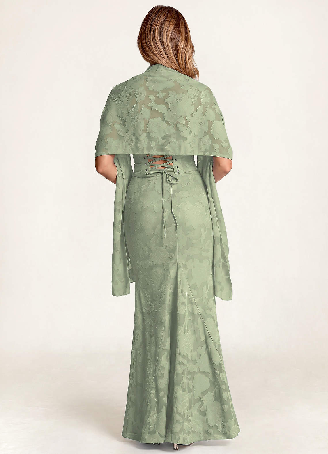 front Azazie Sjaal met bijpassende bloemenprint en burnout-effect.