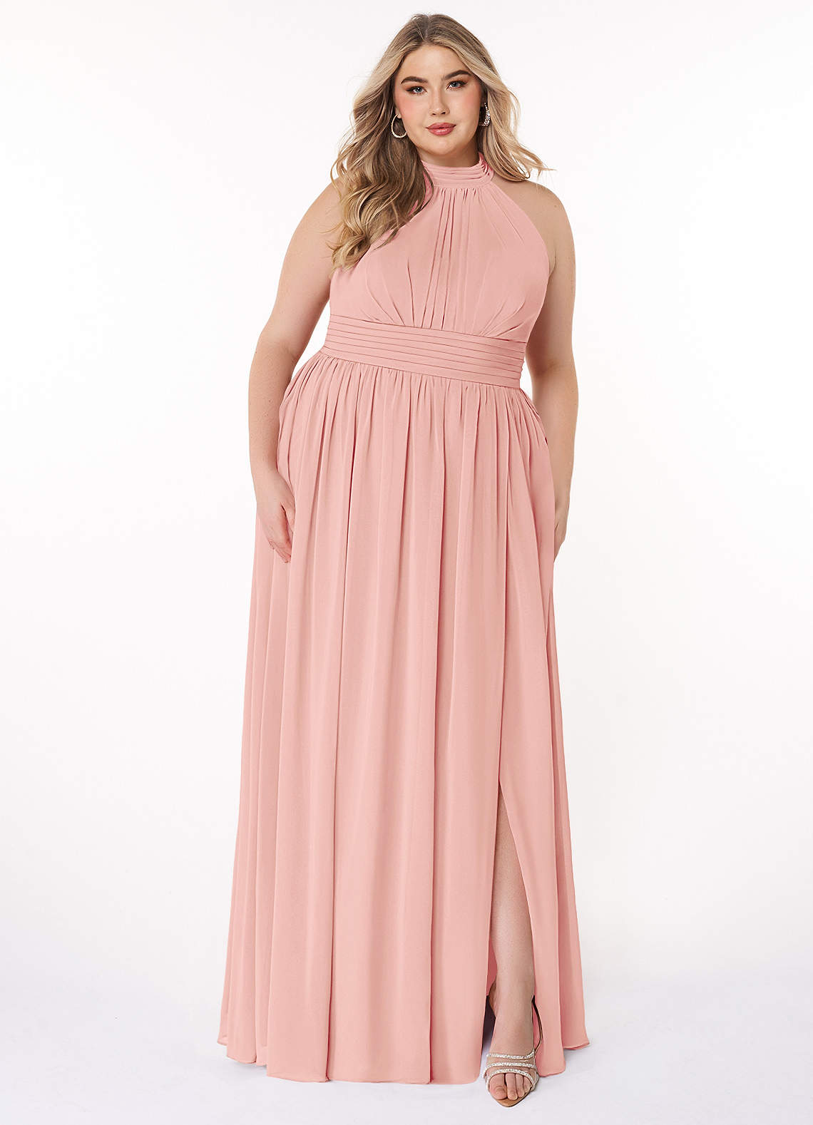 Azazie Iman At-home Try On Dresses Dusty Blue A-Line A-Line Ruched Chiffon Dress image7