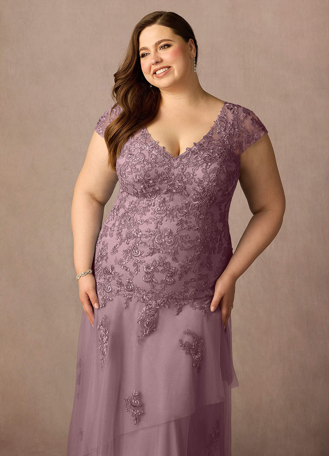 Azazie Romy Final Sale Dusty Rose Mermaid V-Neck Sequins Tulle Dress image10