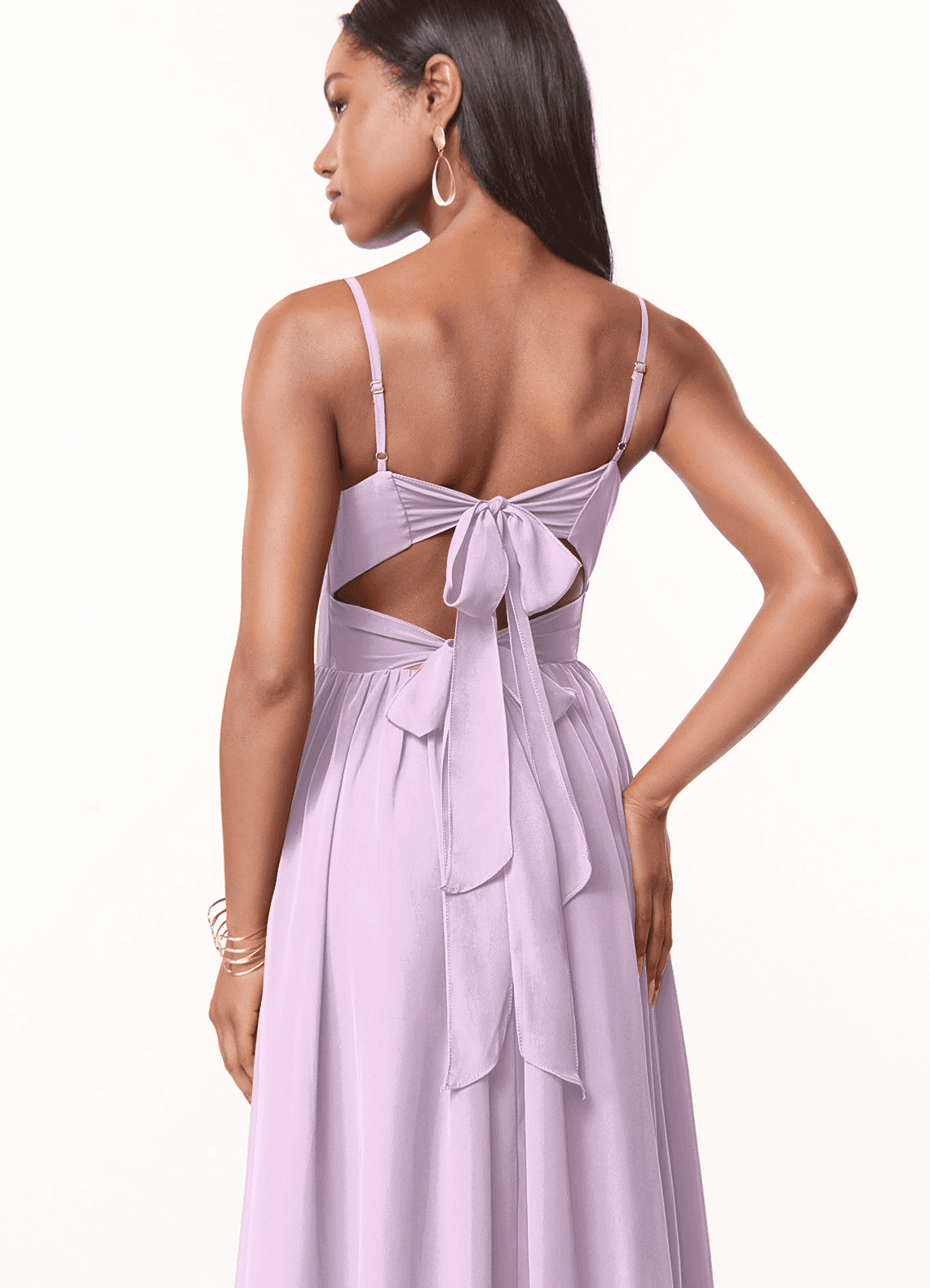 Azazie Zeya Bridesmaid Dresses Frosted Lilac A-Line V-Neck Pleated Chiffon Dress image1