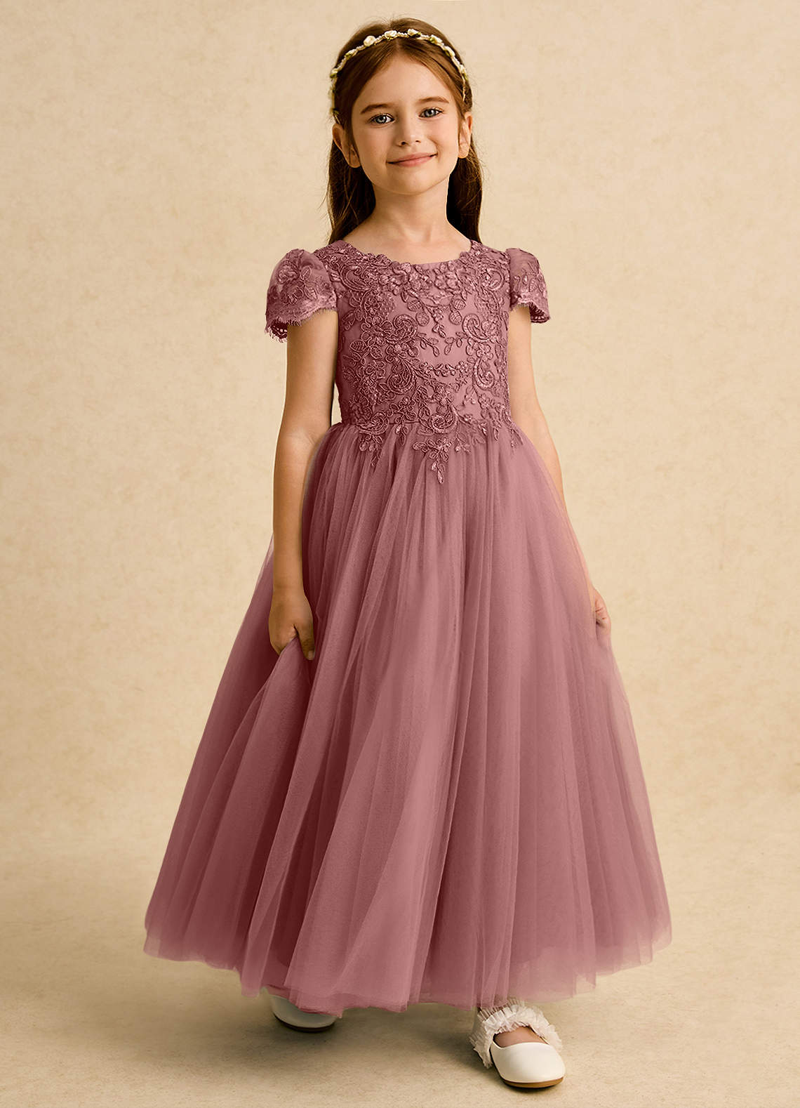Azazie Puff Flower Girl Klänningar Klä Balklänning i Tyll Spets image5