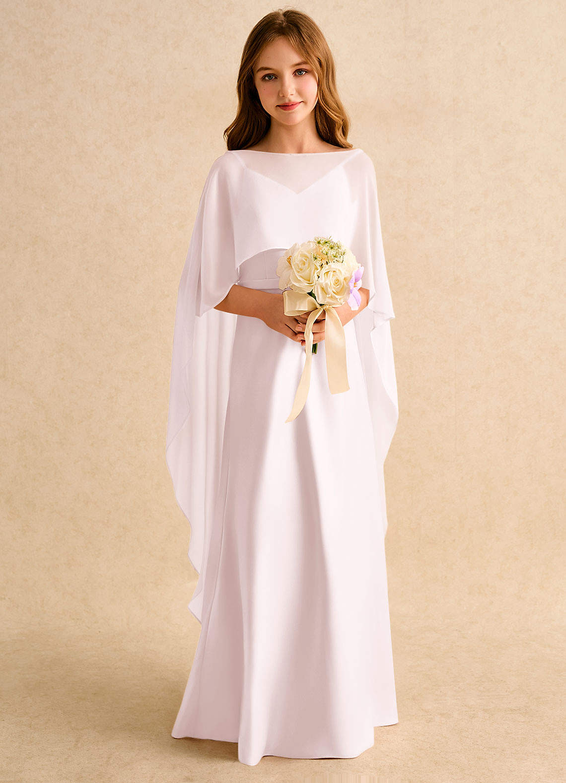Azazie Fishie Girls Formal Flower Girl Dresses Blushing Pink A-Line Matte Satin Dress image2