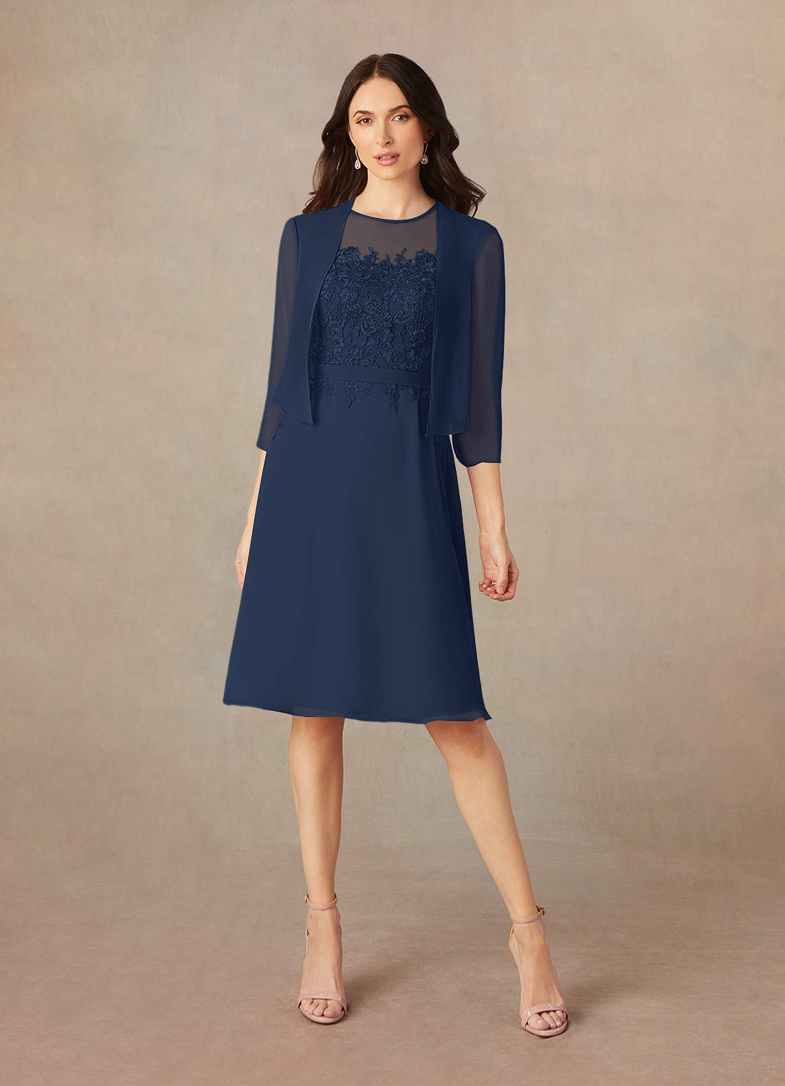 Azazie Klaus Mother of the Bride Dresses Dark Navy A-Line Scoop Sequins Chiffon Dress image1