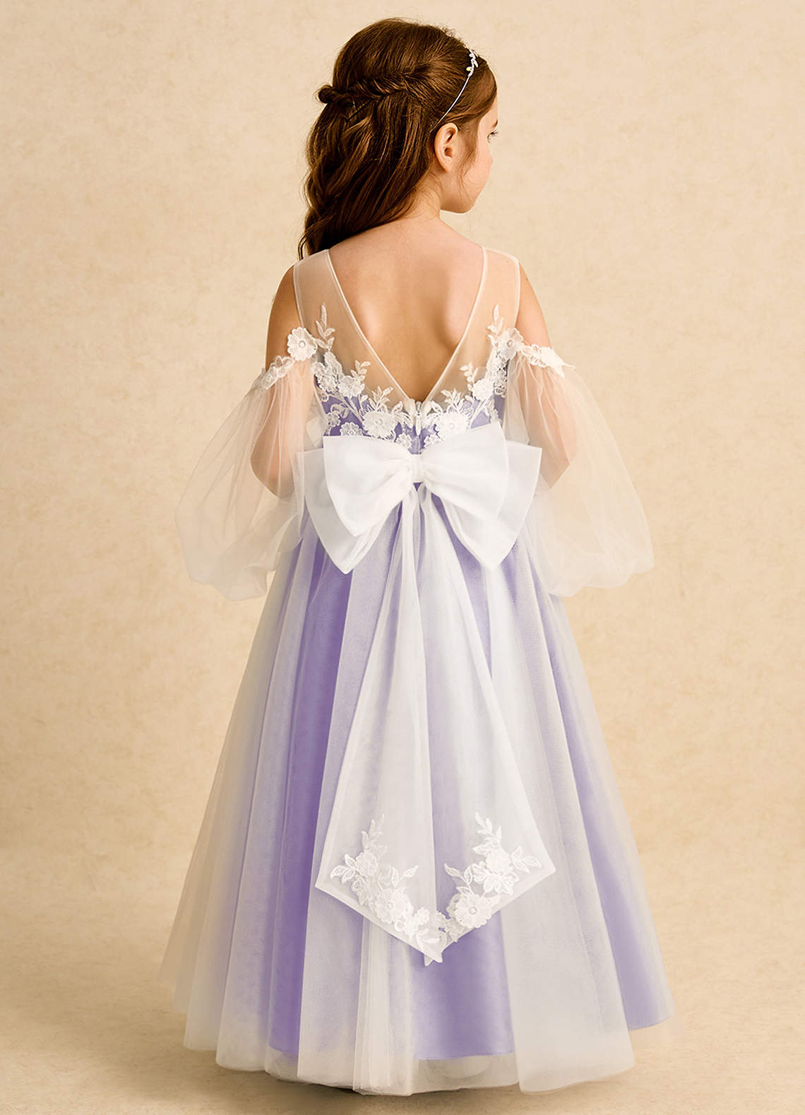 Azazie Zimi Flower Girl Dresses Lilac Ball-Gown Sweetheart Neckline Tulle Dress image1