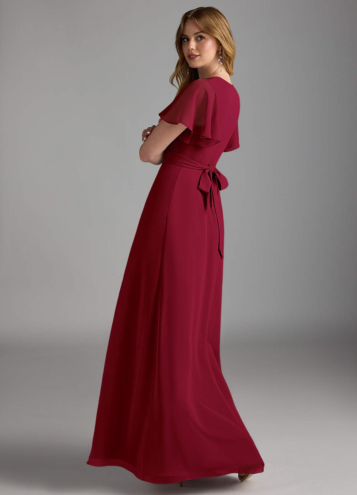 burgundy dress azazie Zaniah style:6 drawers Monsoon Leila Print Midi Regina Formal gown the silhouette is highlighted